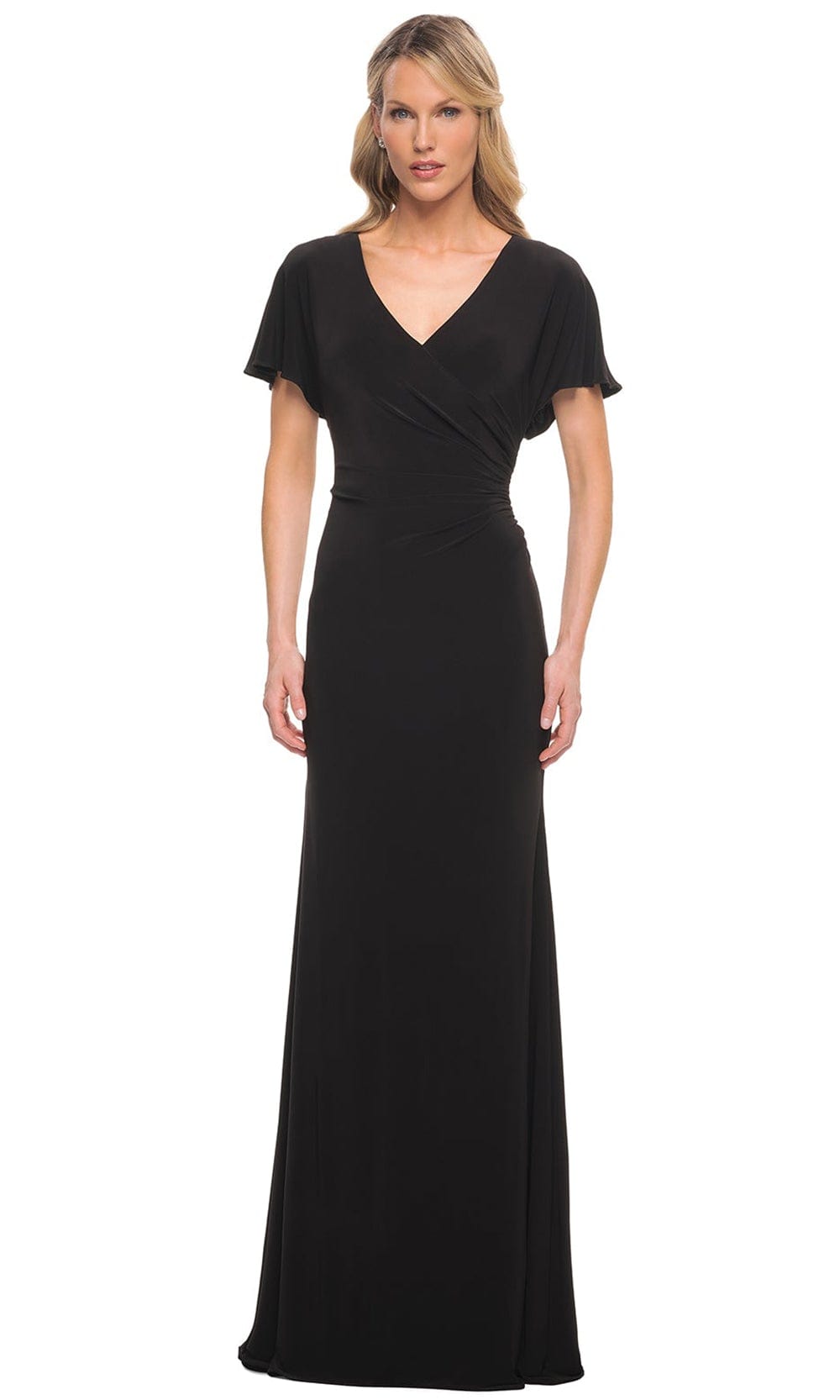 Image of La Femme 29997 - V-Neck Fitted Evening Dress