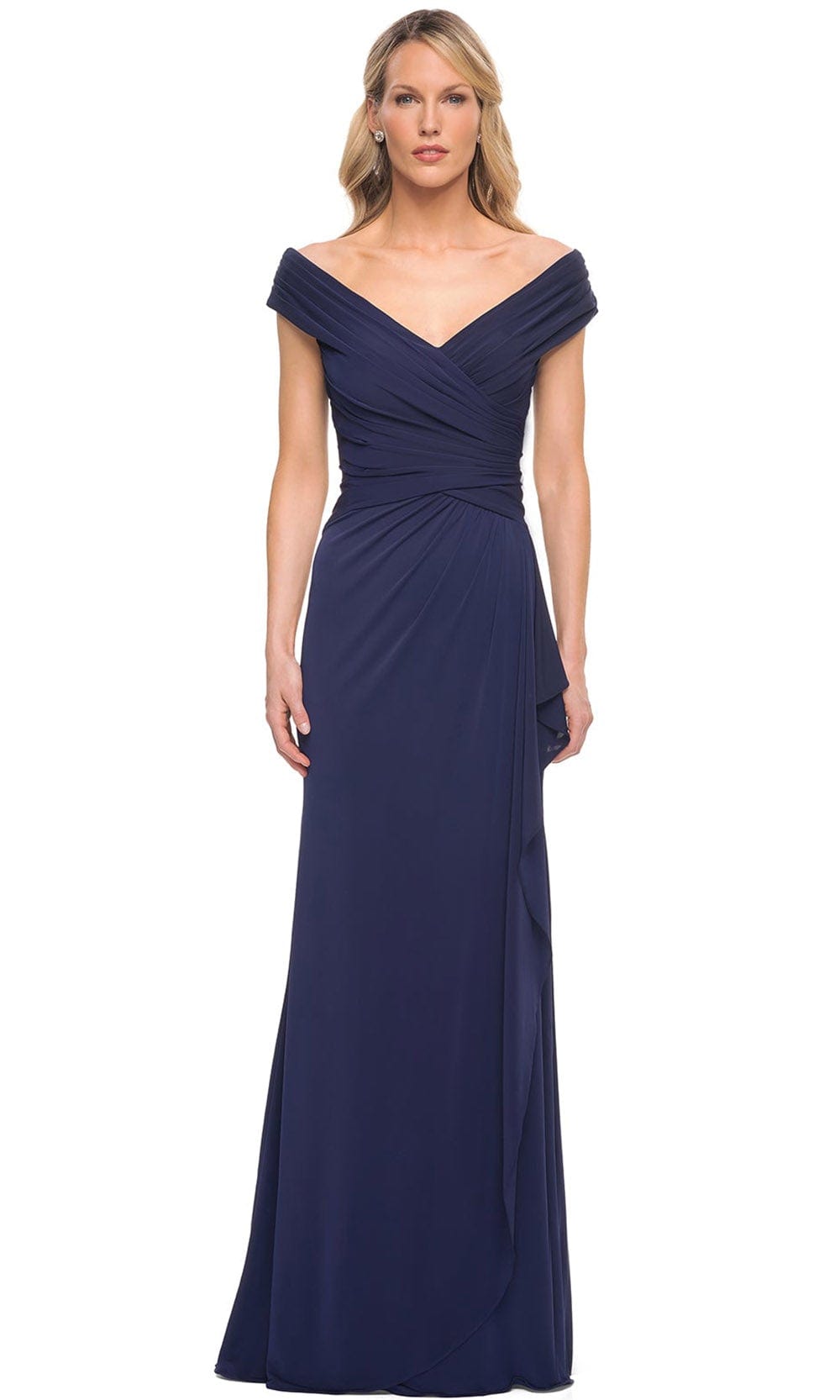 Image of La Femme 30040 - Shirred Bodice A Line Dress