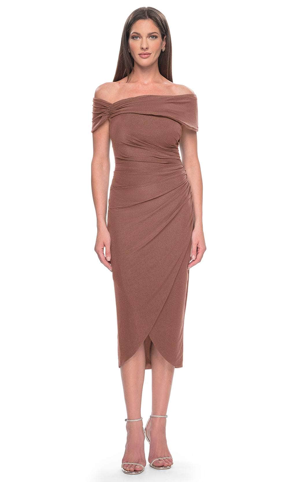 Image of La Femme 30109 - Tea Length Fitted Dress