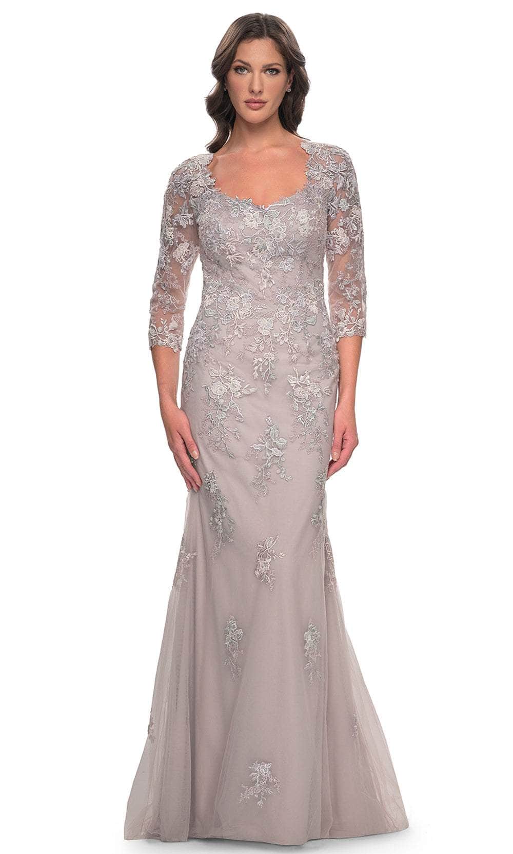 Image of La Femme 30200 - Quarter Sleeve Mermaid Evening Dress