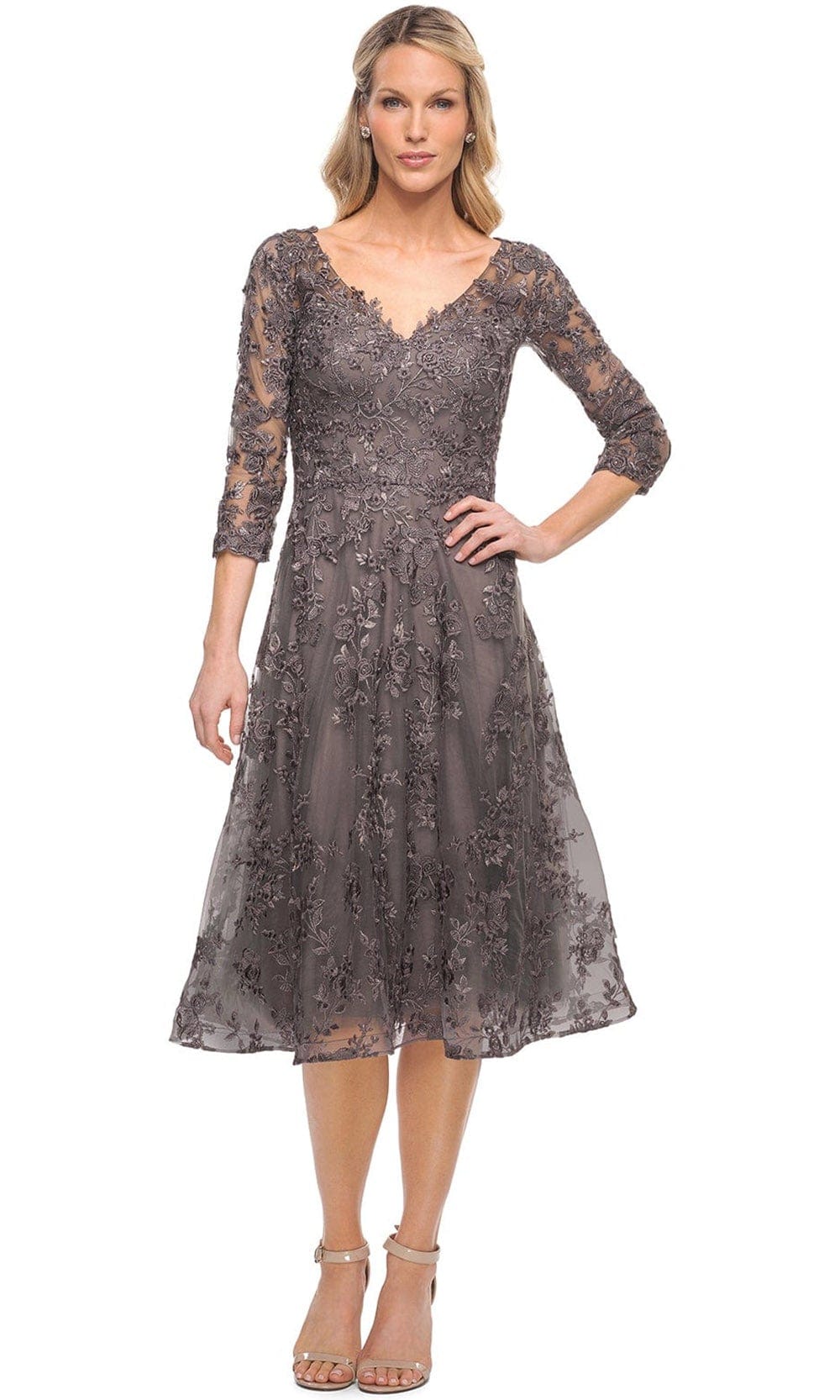 Image of La Femme 30268 - Laced A Line Dress