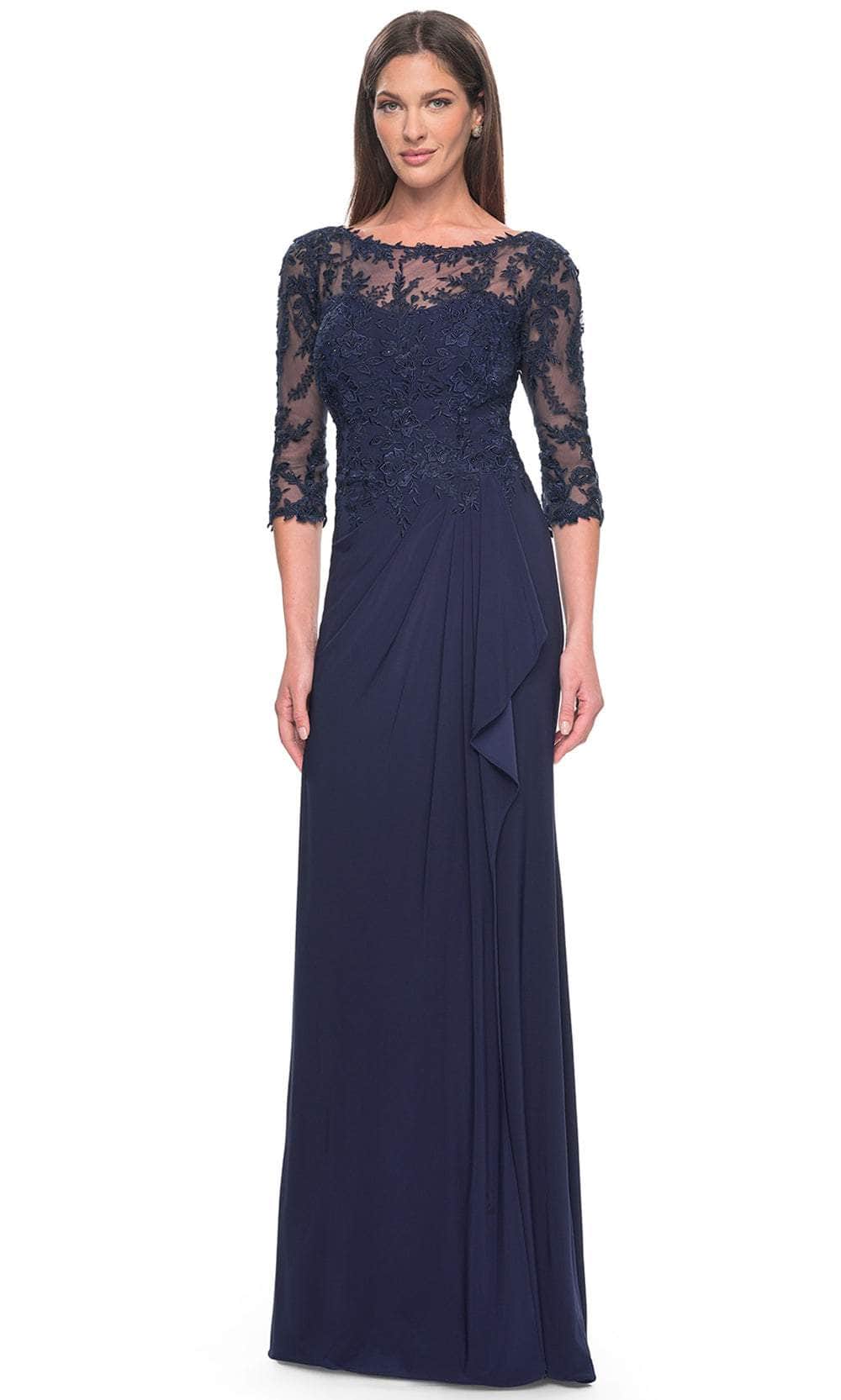 Image of La Femme 30385 - Illusion Bateau Evening Dress