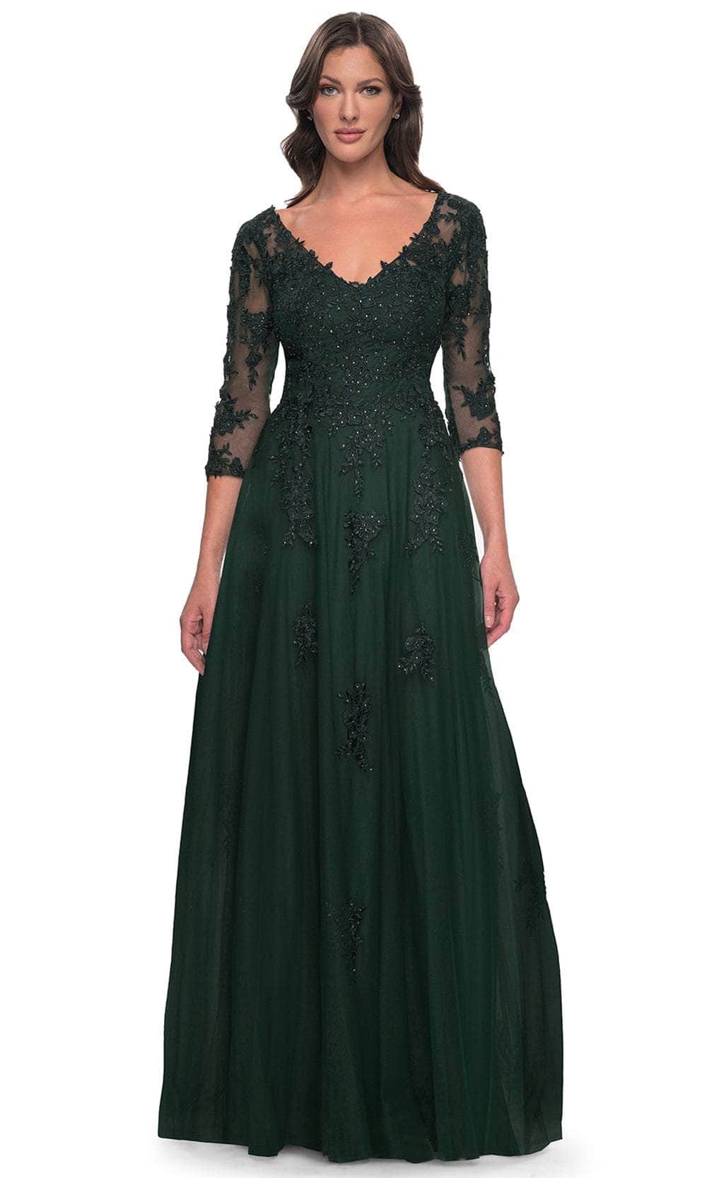 Image of La Femme 30398 - Lace Ornate A-Line Evening Dress