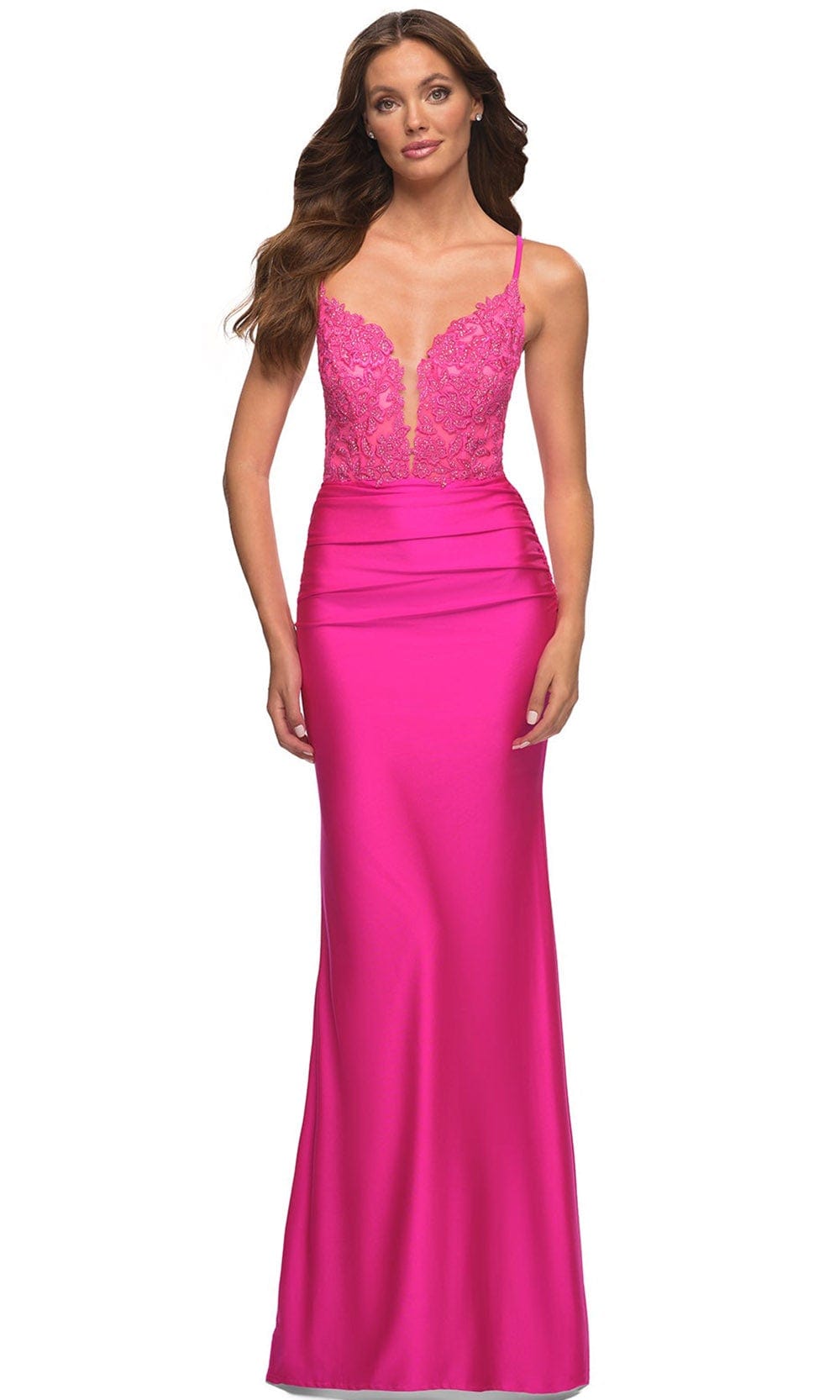 Image of La Femme 30606 - V-Neck Sheath Evening Dress