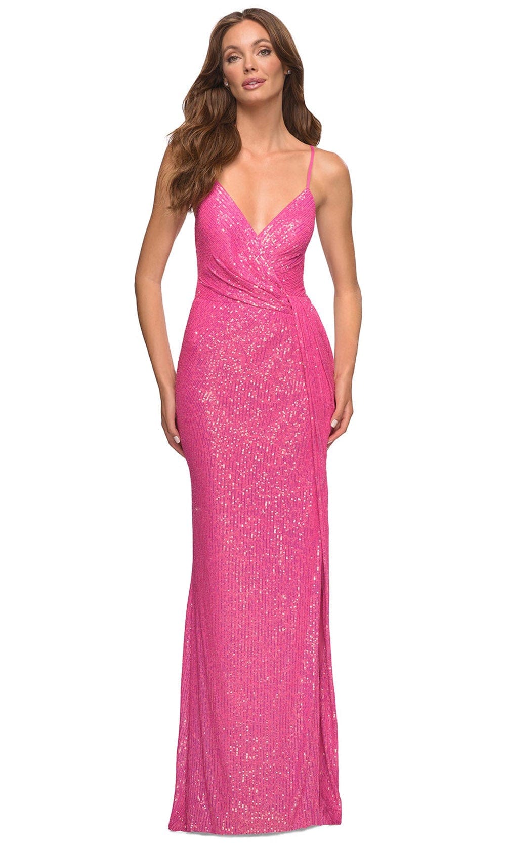 Image of La Femme 30624 - V-Neck Sleeveless Evening Dress