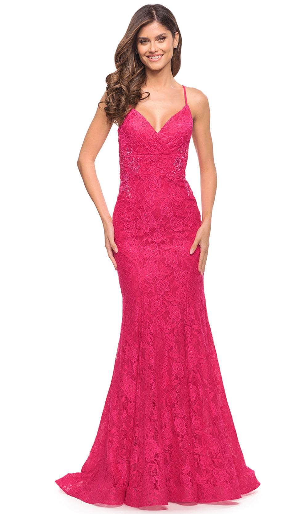 Image of La Femme 30690 - Sleeveless Lace Up Mermaid Dress