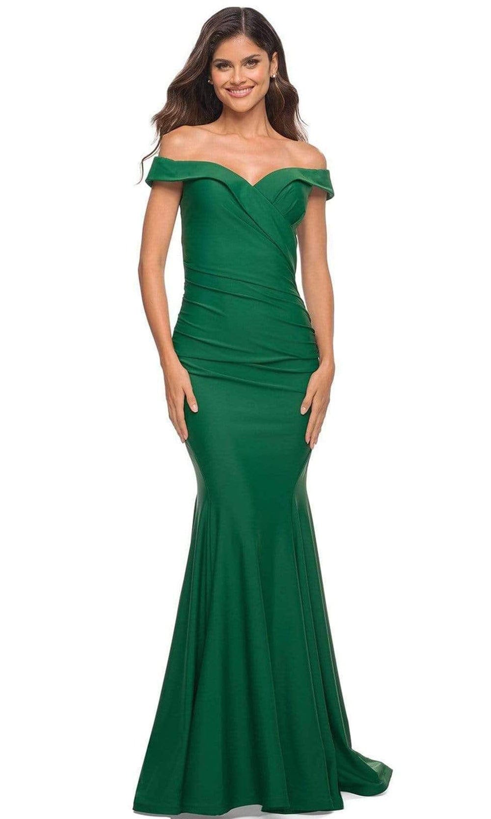 Image of La Femme - 30736 Ruched V-Neck Mermaid Gown