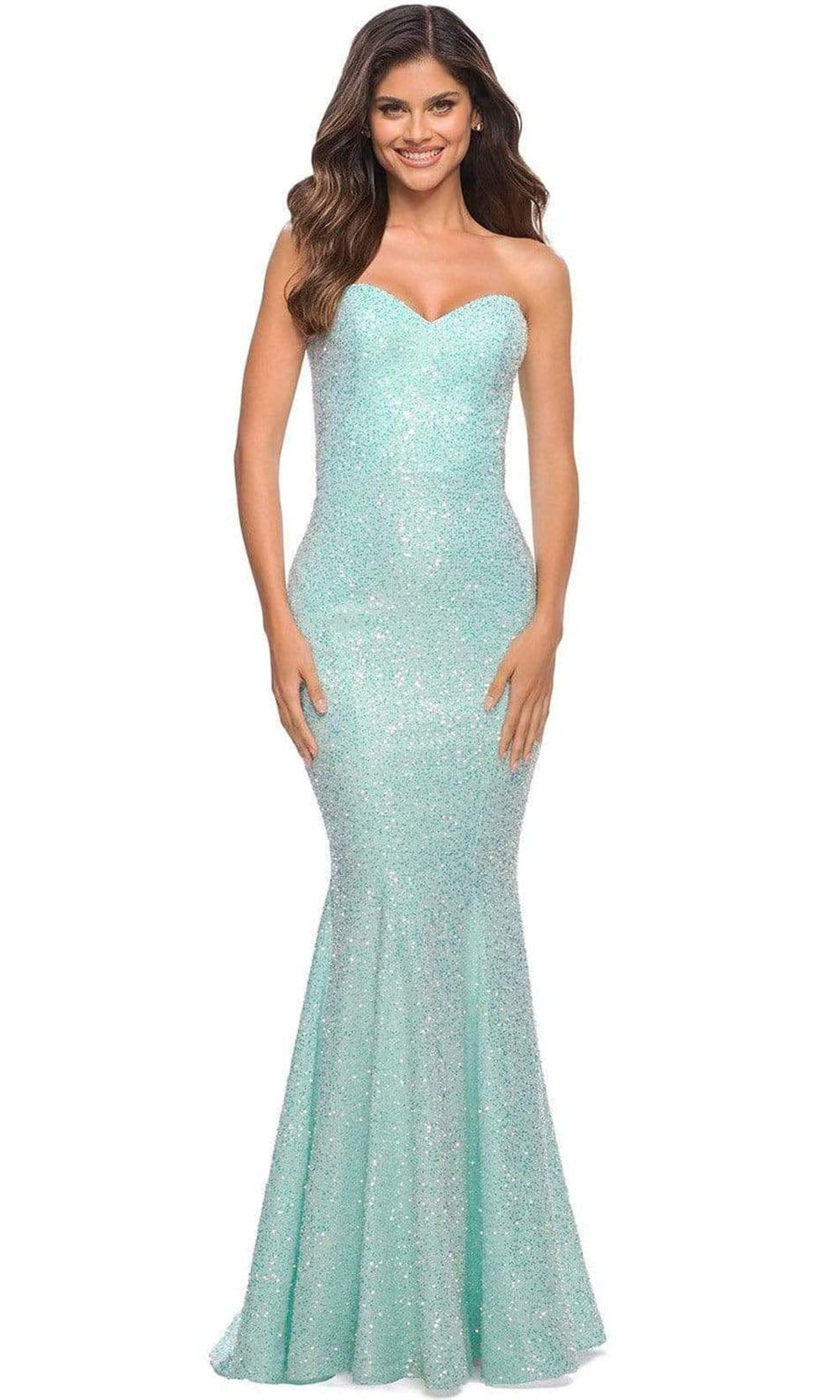 Image of La Femme - 30743 Sequined Sweetheart Long Gown