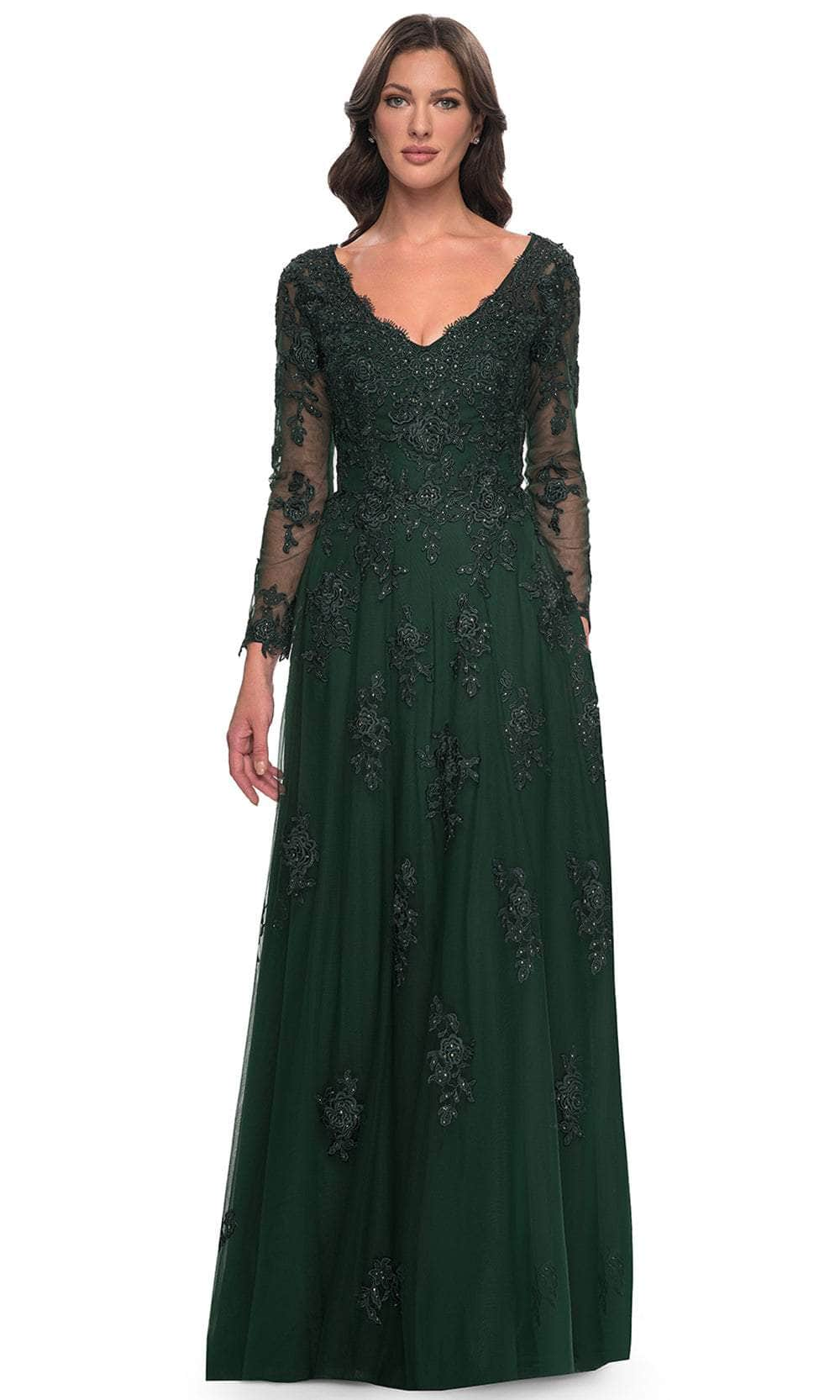 Image of La Femme 30795 - Long Sleeve Tulle Evening Dress