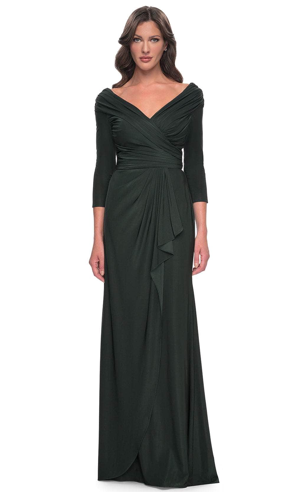 Image of La Femme 30845 - Ruched Long Sleeve Evening Dress