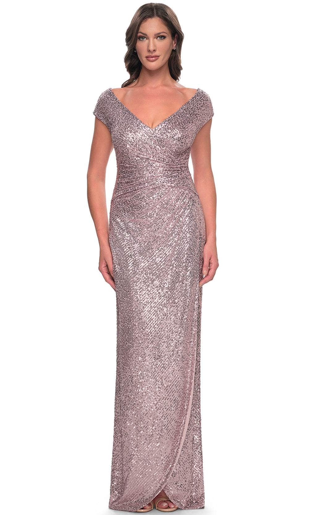 Image of La Femme 30865 - Ruched Sequin Evening Dress