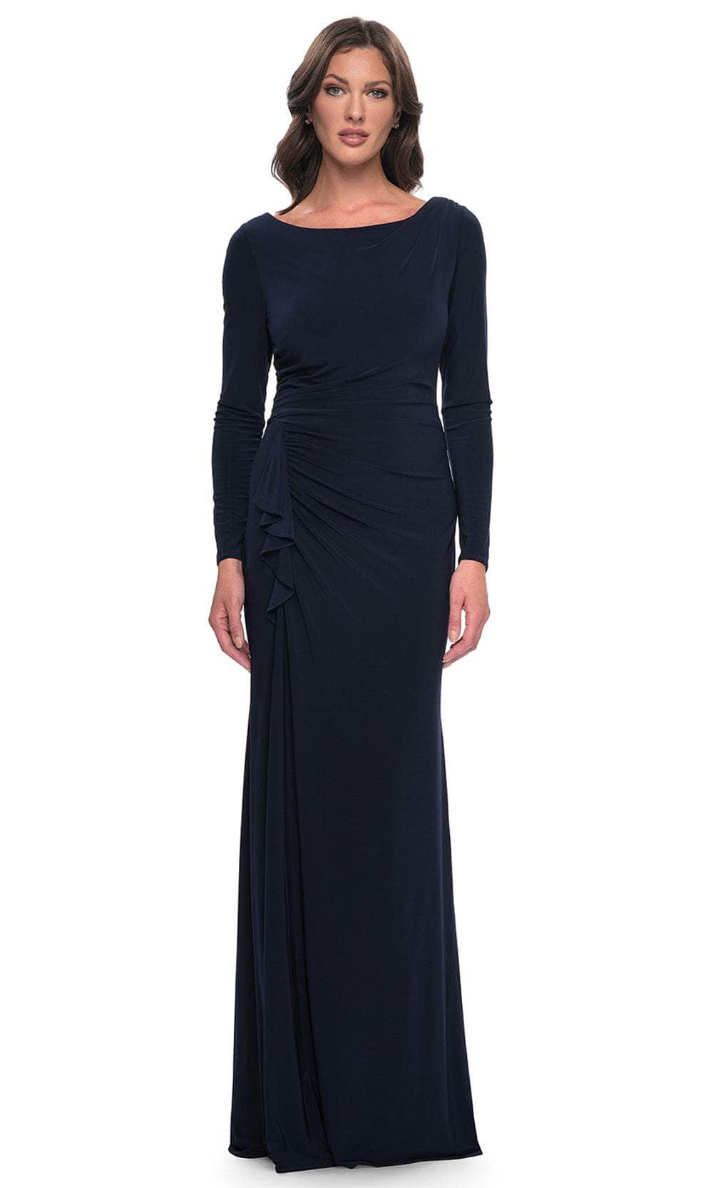 Image of La Femme 30881 - Ruffle Detail Sheath Evening Dress