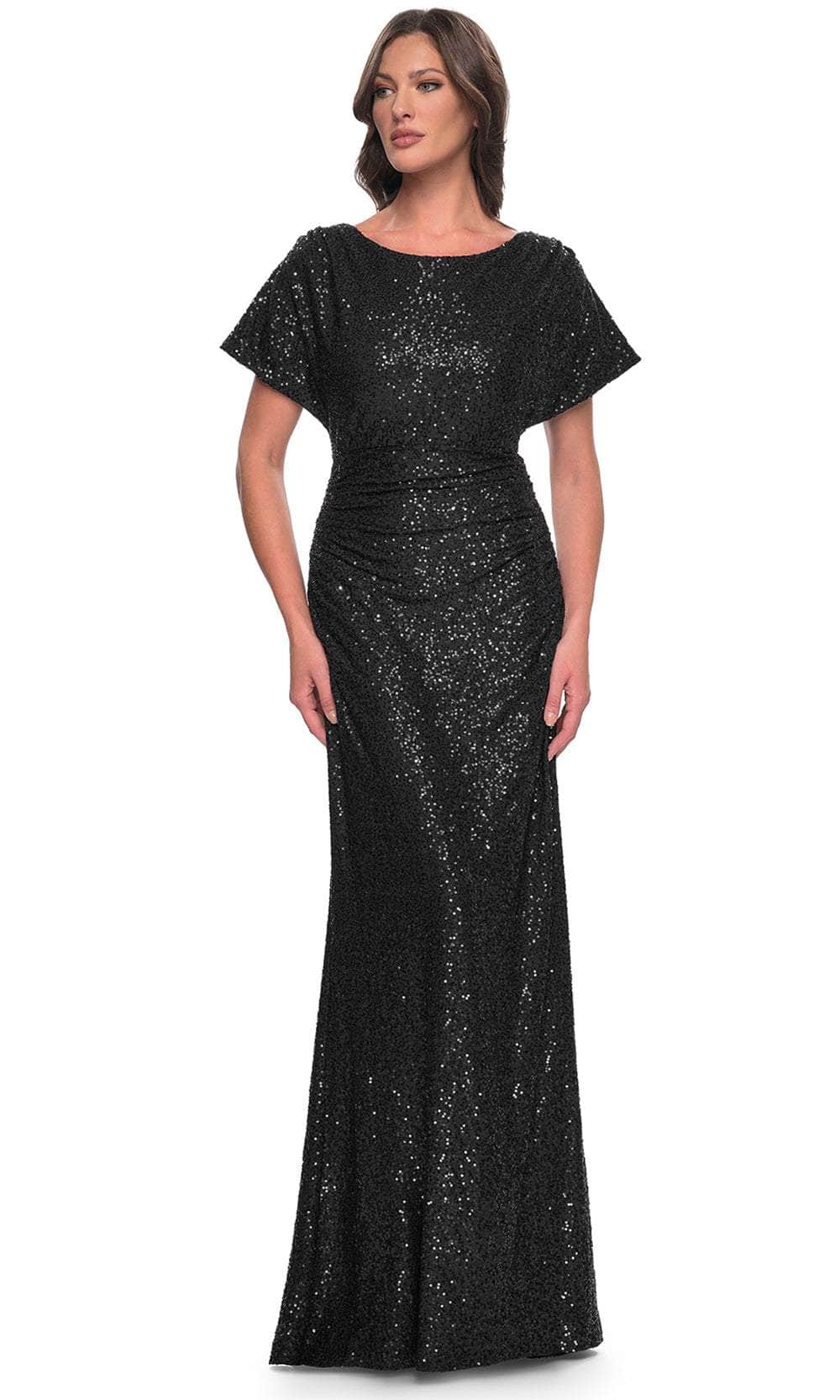 Image of La Femme 30885 - Dolman Sleeve Sequin Evening Dress
