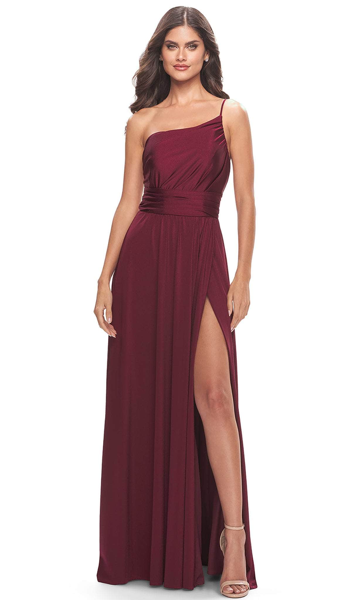 Image of La Femme 31170 - One Shoulder Classic Prom Dress with Slit