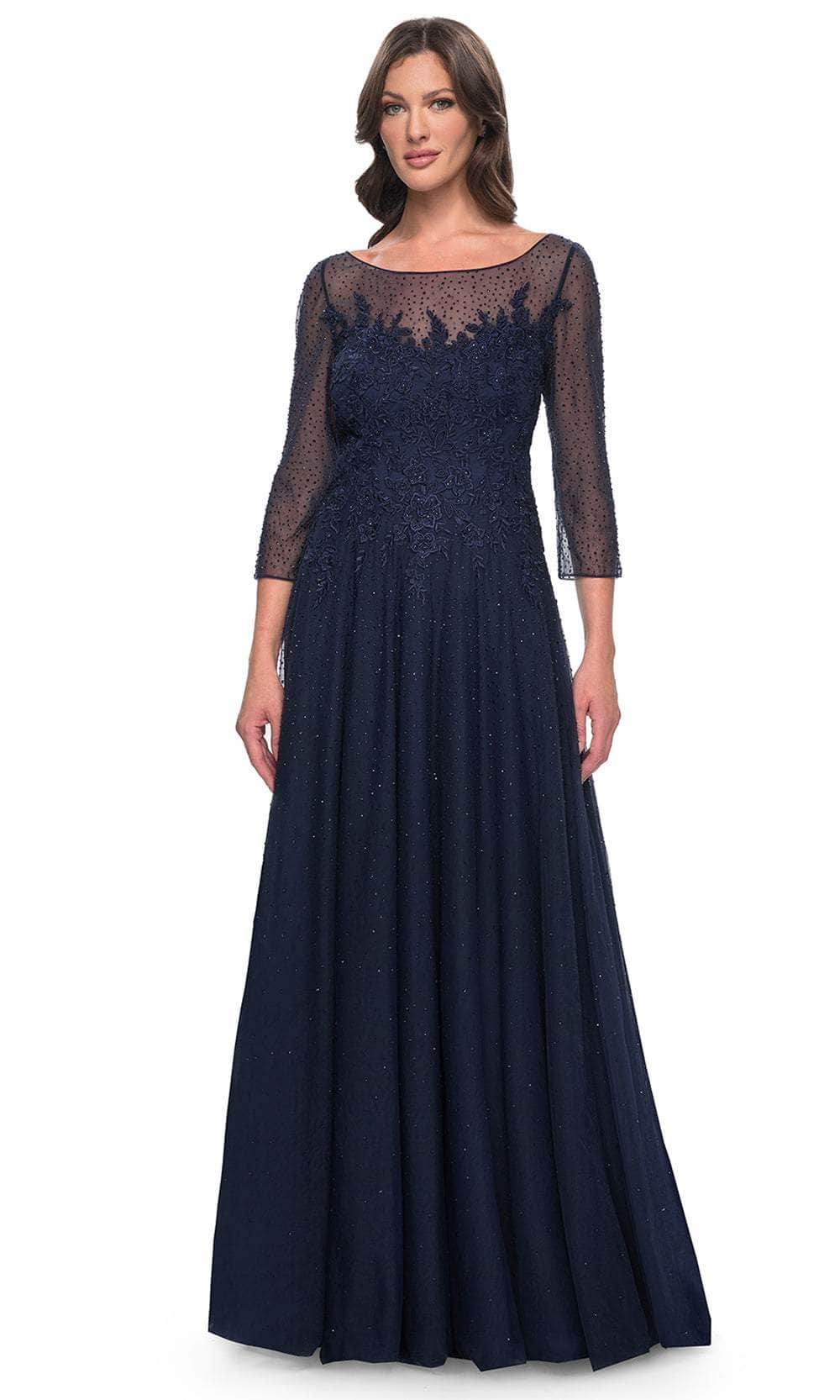 Image of La Femme 31235 - Embroidered Embellished A-line Evening Gown