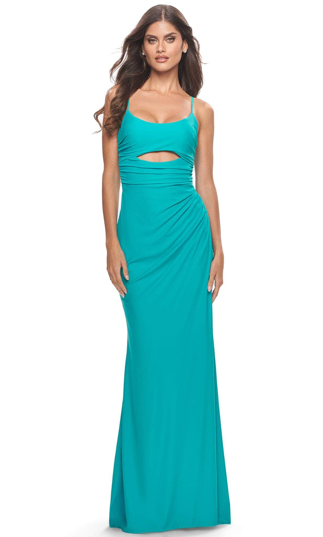 Image of La Femme 31264 - Open Lace Jersey Long Dress
