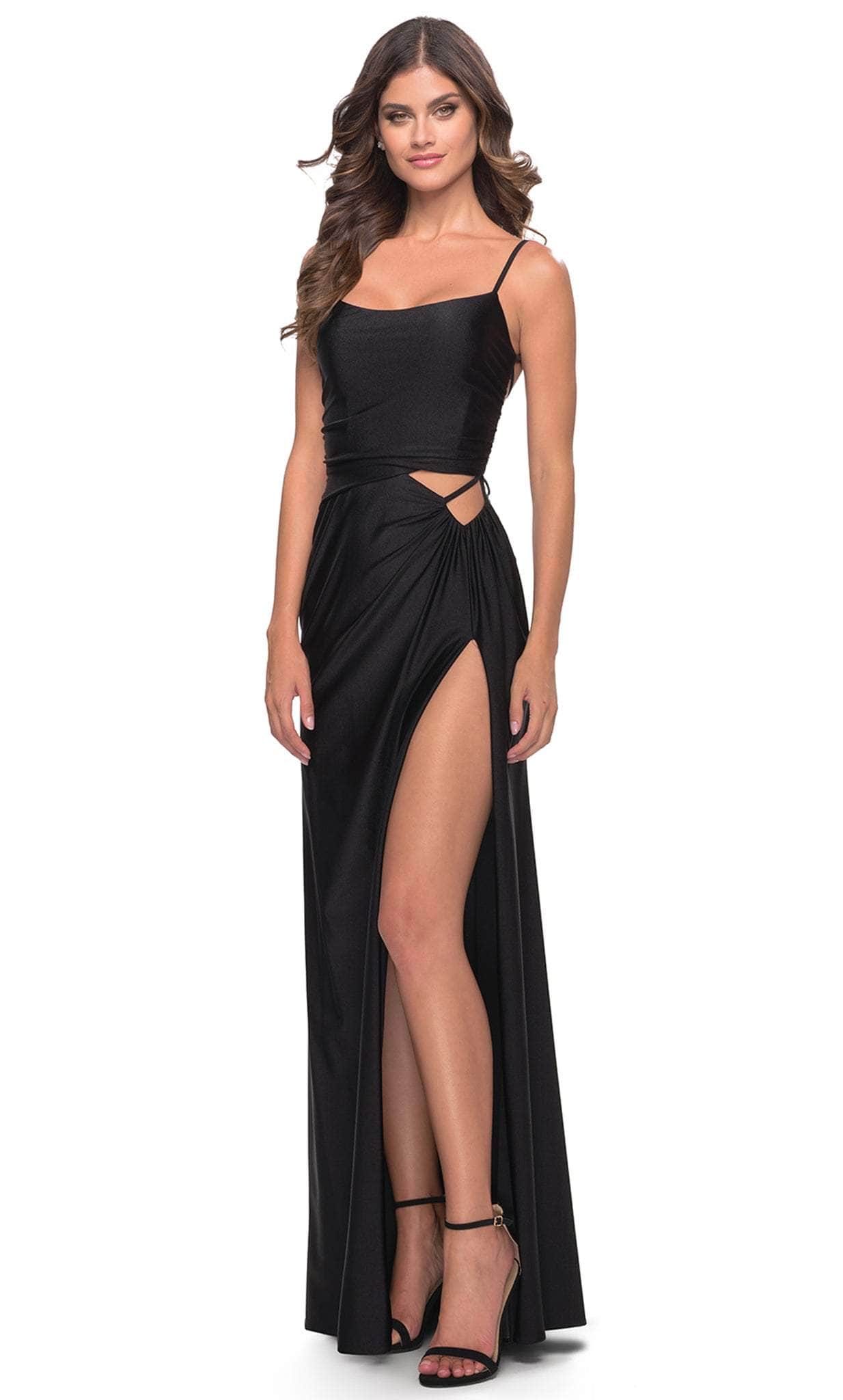 Image of La Femme 31332 - Pleated Cutout Evening Dress
