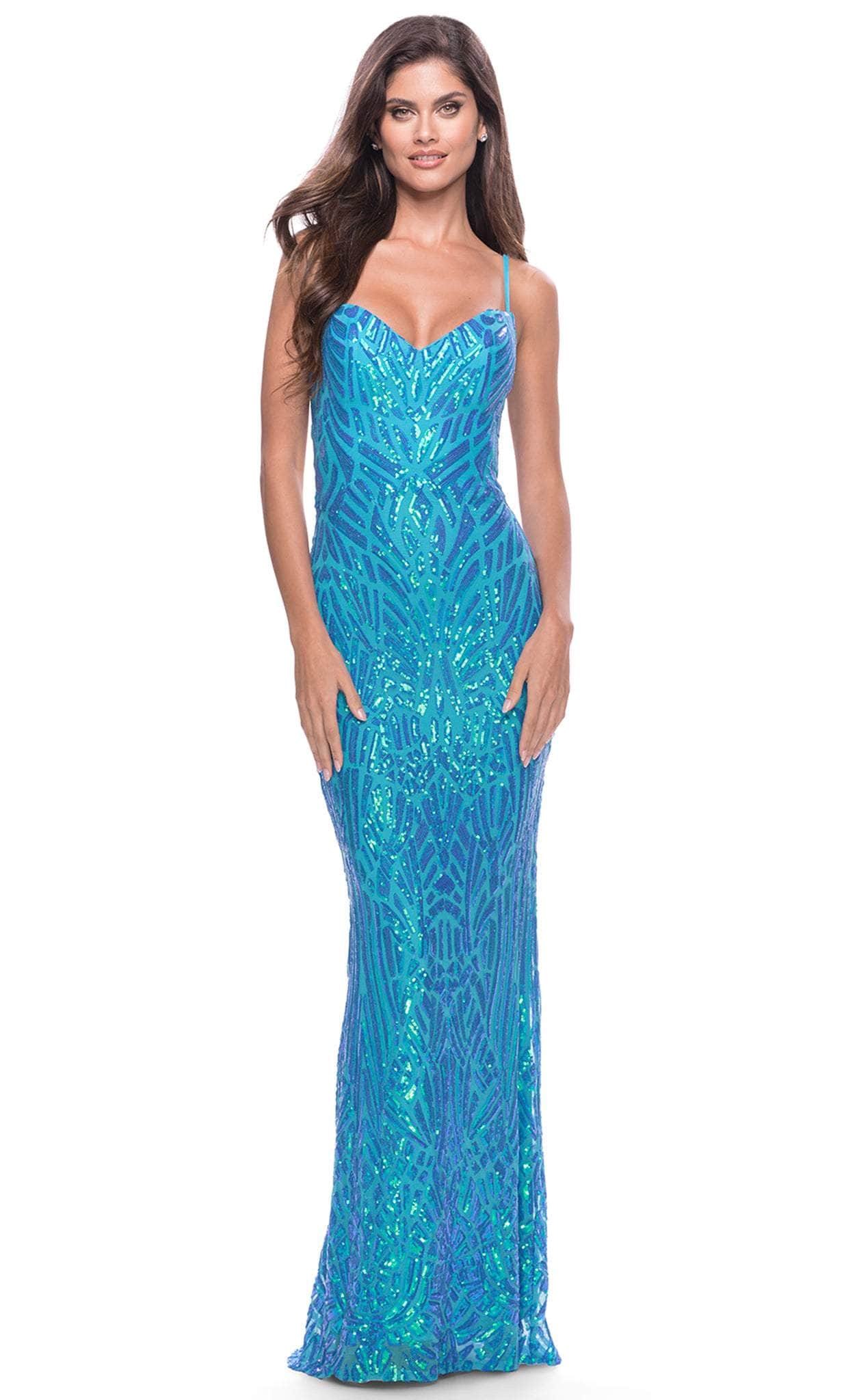 Image of La Femme 31390 - Print Sequin Evening Dress
