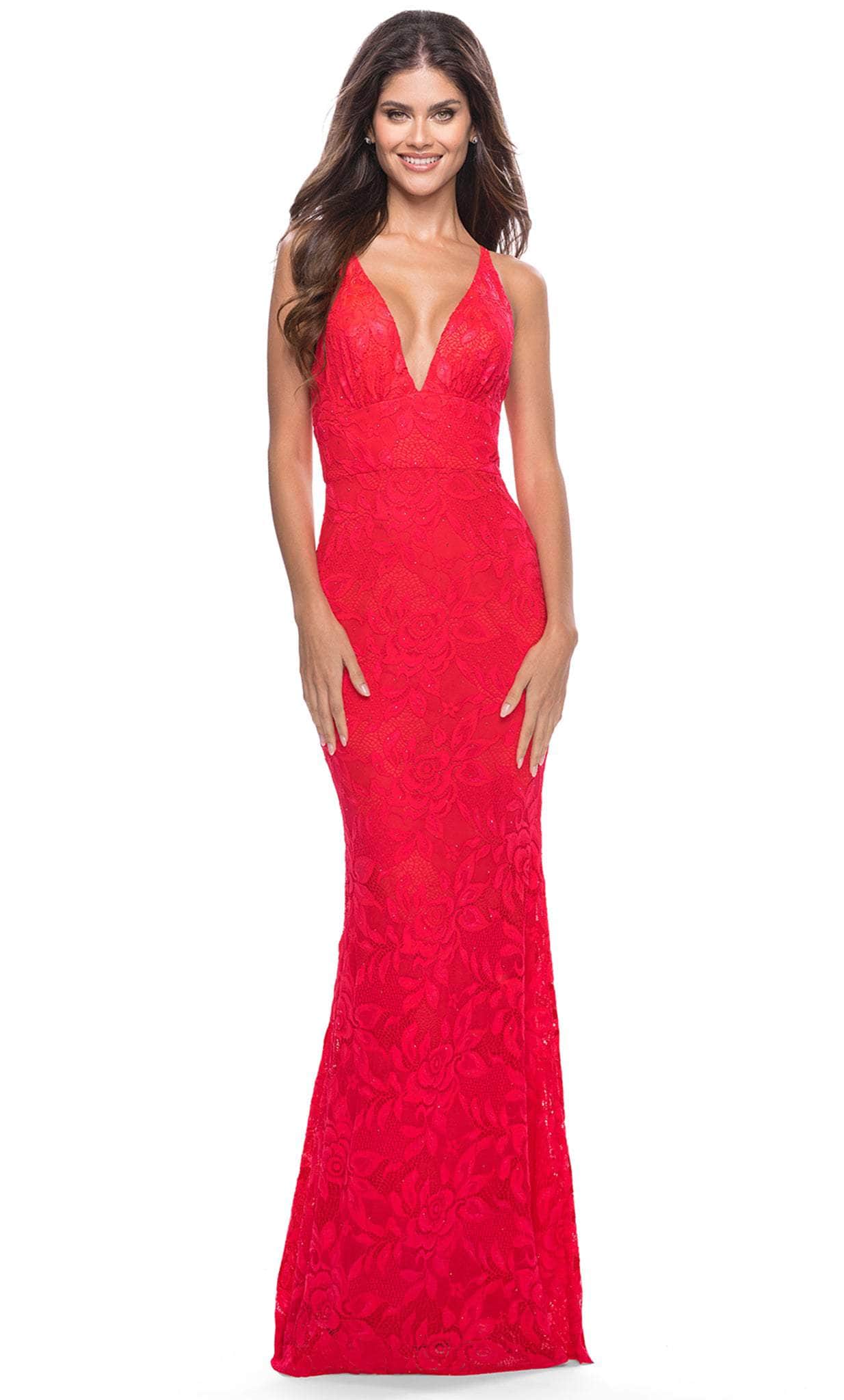 Image of La Femme 31417 - Stretch Lace Sleeveless Long Prom Dress