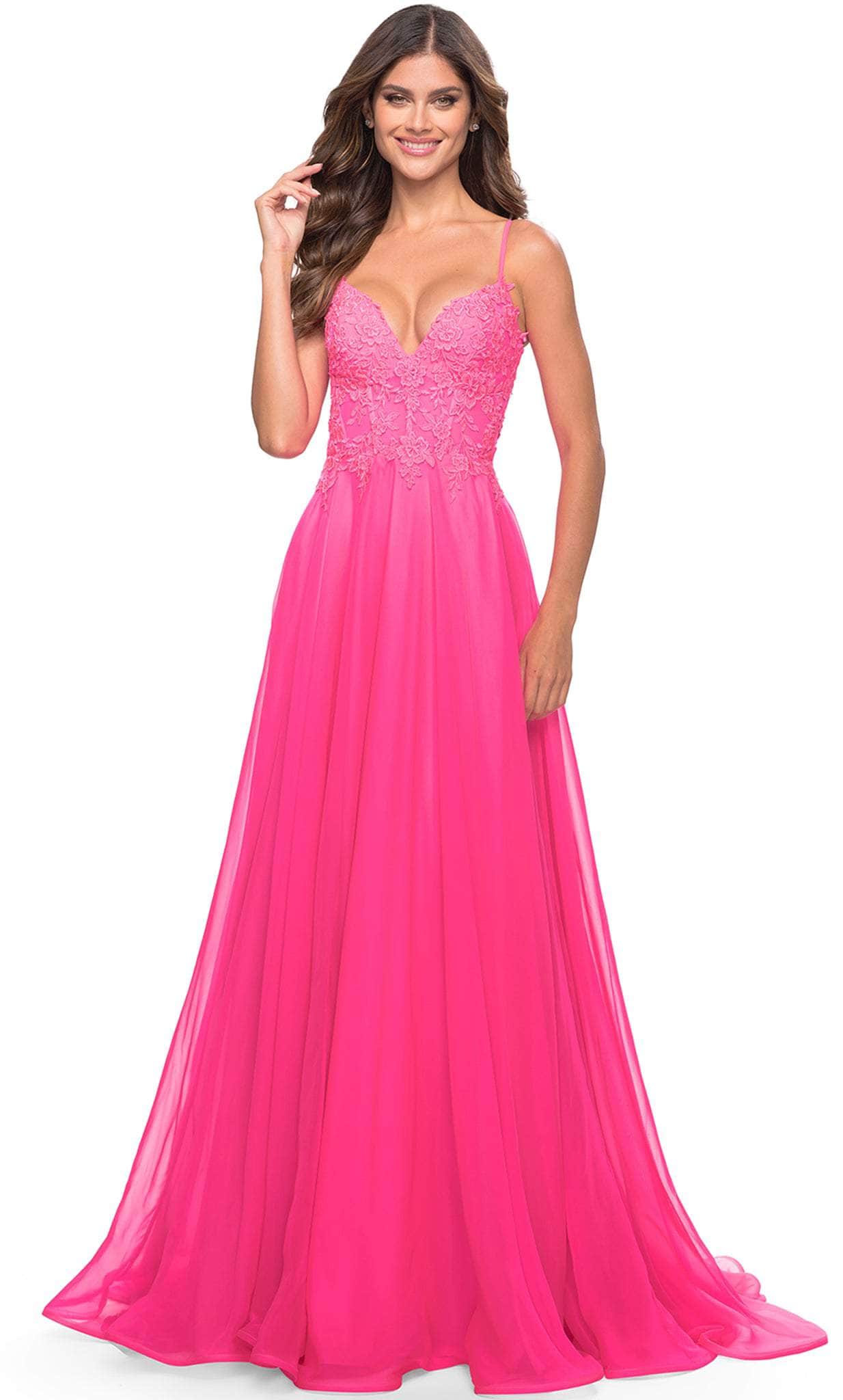 Image of La Femme 31506 - Chiffon A-line High Slit Dress