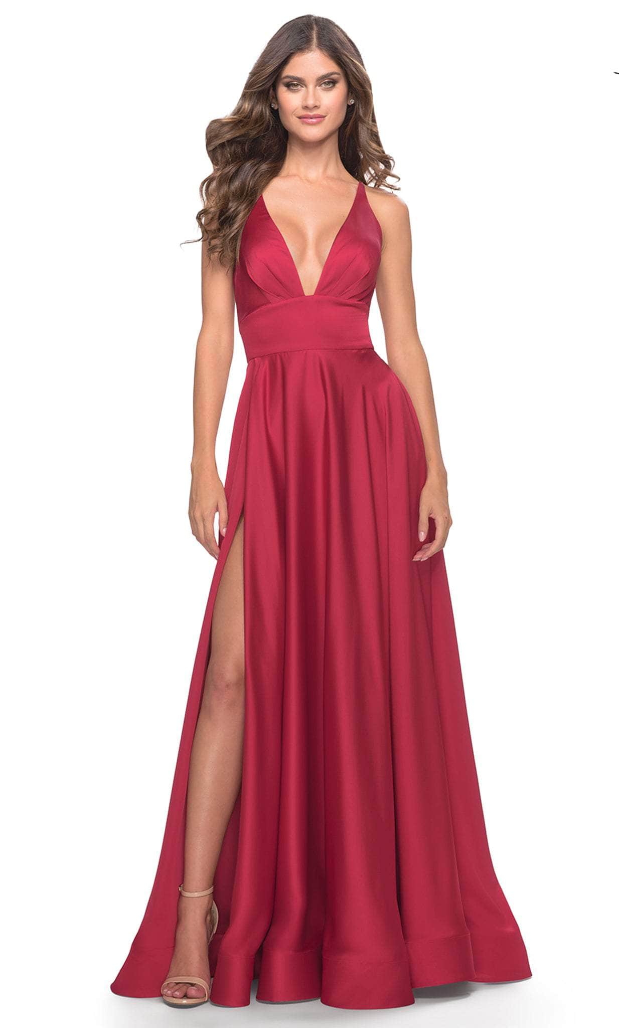 Image of La Femme 31533 - V Neckline Wide Waistband Long Prom Dress