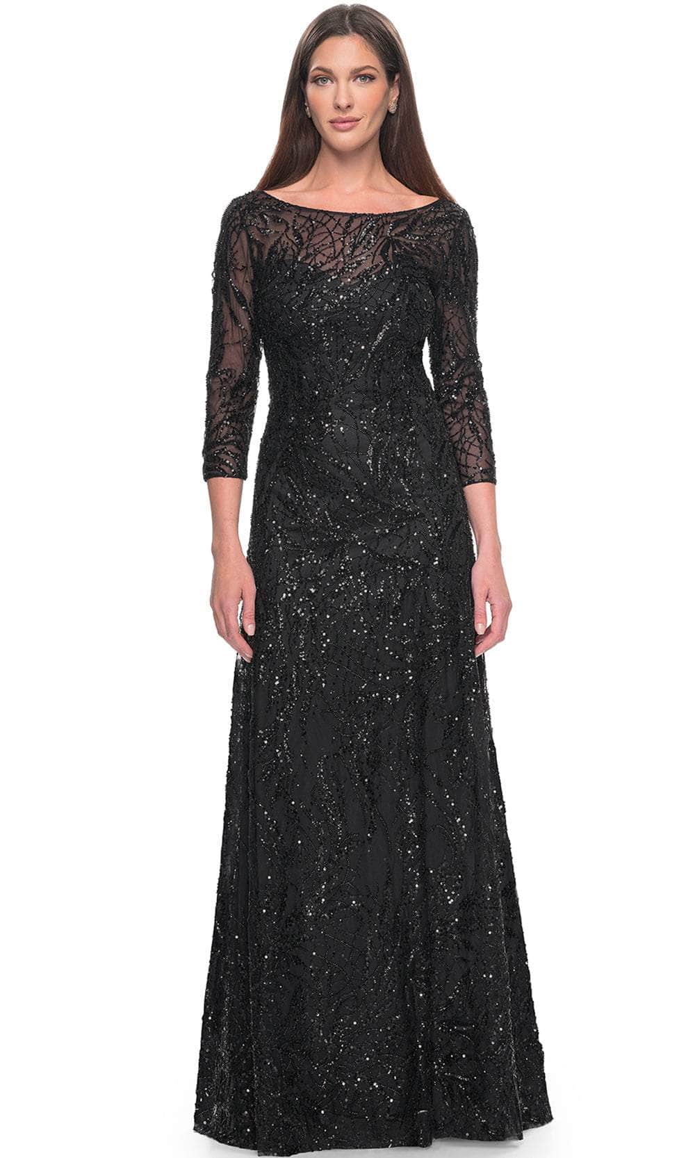 Image of La Femme 31690 - Illusion Sequin Formal Dress