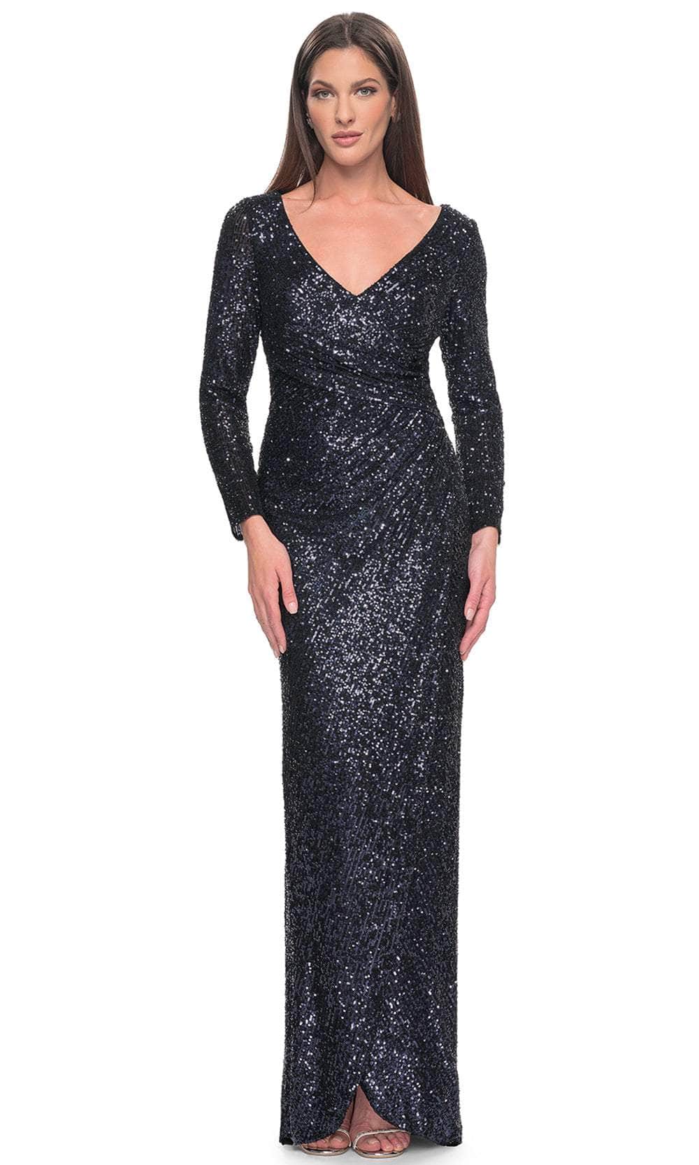 Image of La Femme 31698 - Sequin V-Neck Evening Dress