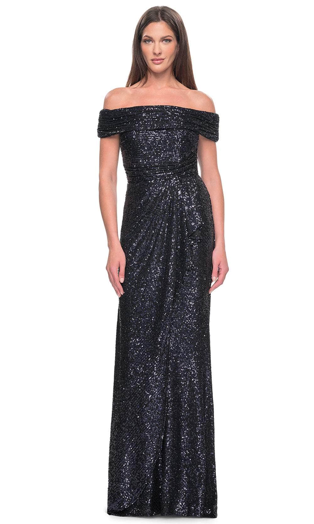 Image of La Femme 31772 - Sequin Off-Shoulder Evening Dress