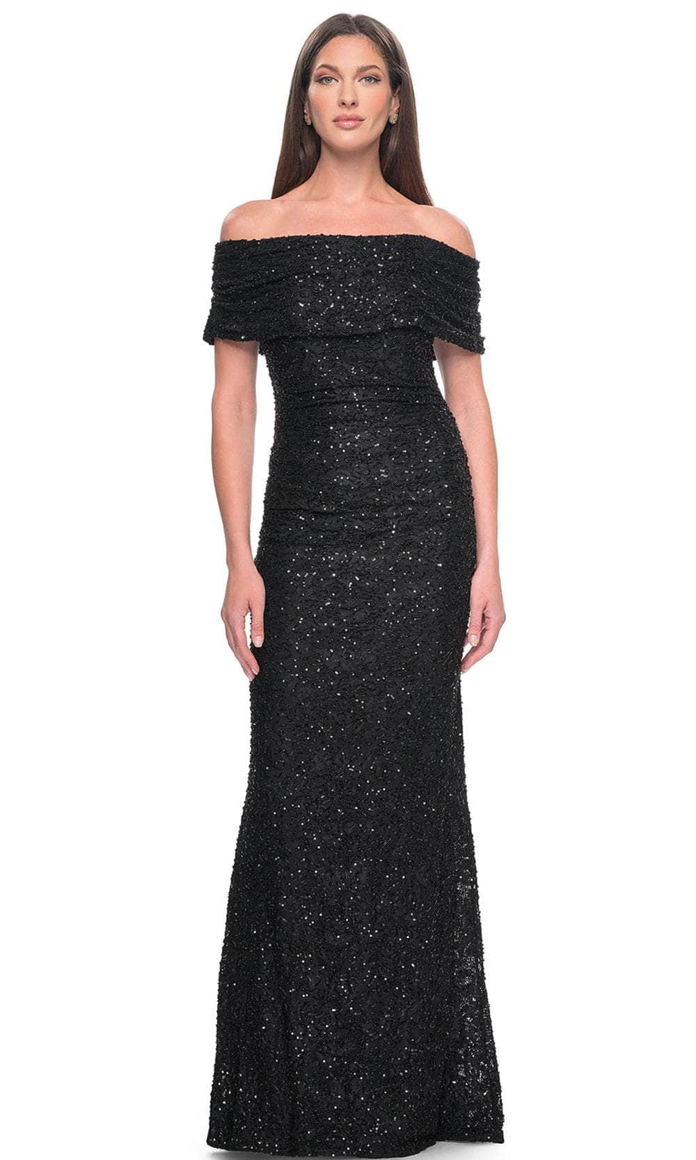 Image of La Femme 31778 - Off-Shoulder Lace Evening Dress