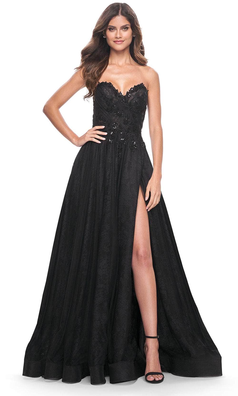 Image of La Femme 31954 - Appliqued Strapless A-Line Prom Dress