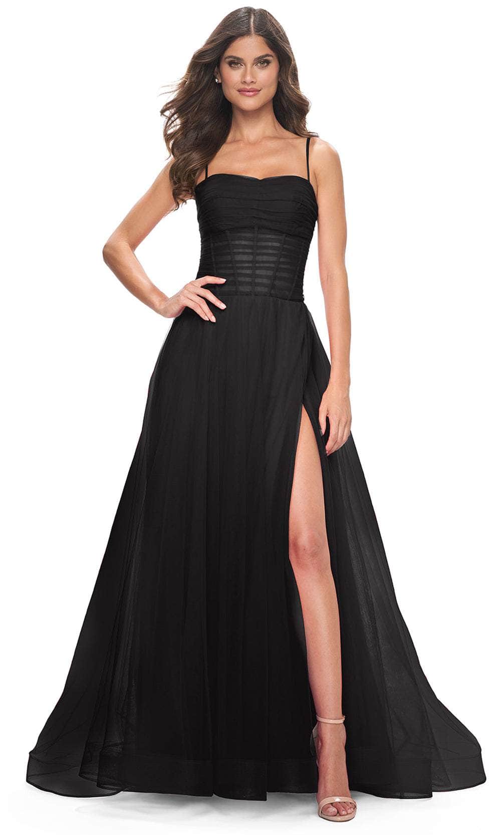 Image of La Femme 32017 - Ruched Illusion Prom Dress