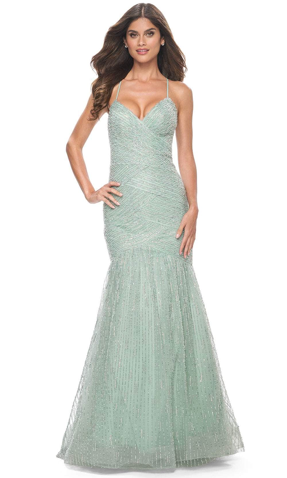 Image of La Femme 32026 - Beaded Trumpet Prom Dress