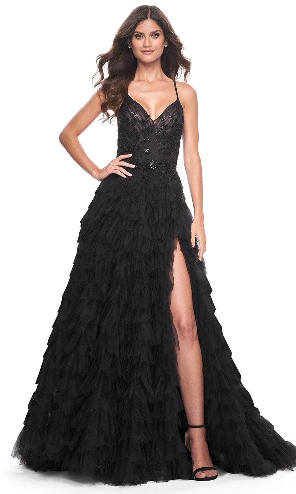 Image of La Femme 32108 - Ruffle Detailed A-Line Prom Gown