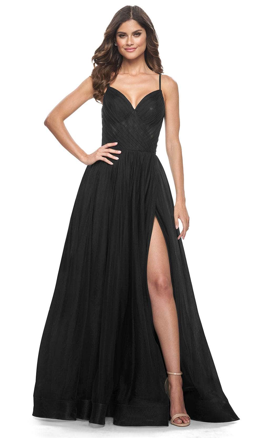 Image of La Femme 32130 - Ruched V-Neck Prom Dress