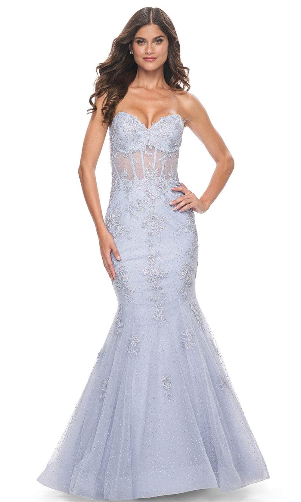 Image of La Femme 32214 - Sweetheart Illusion Waist Prom Gown