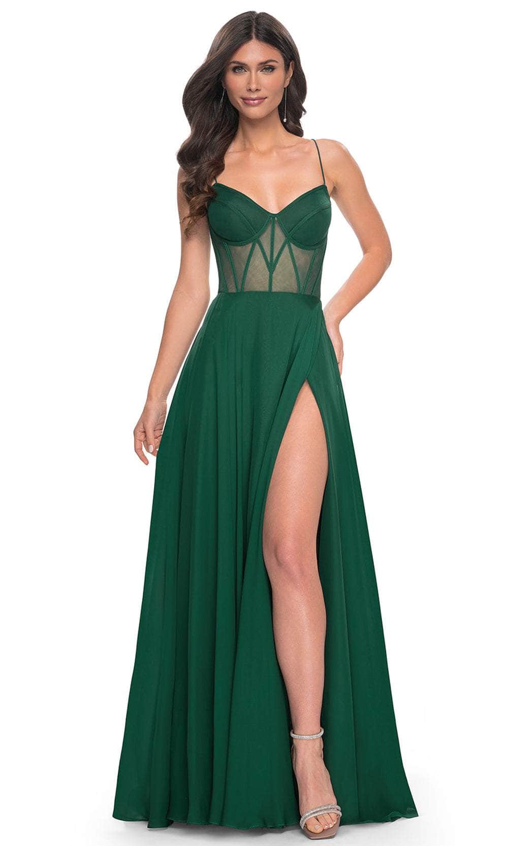 Image of La Femme 32296 - High Slit Chiffon Prom Dress