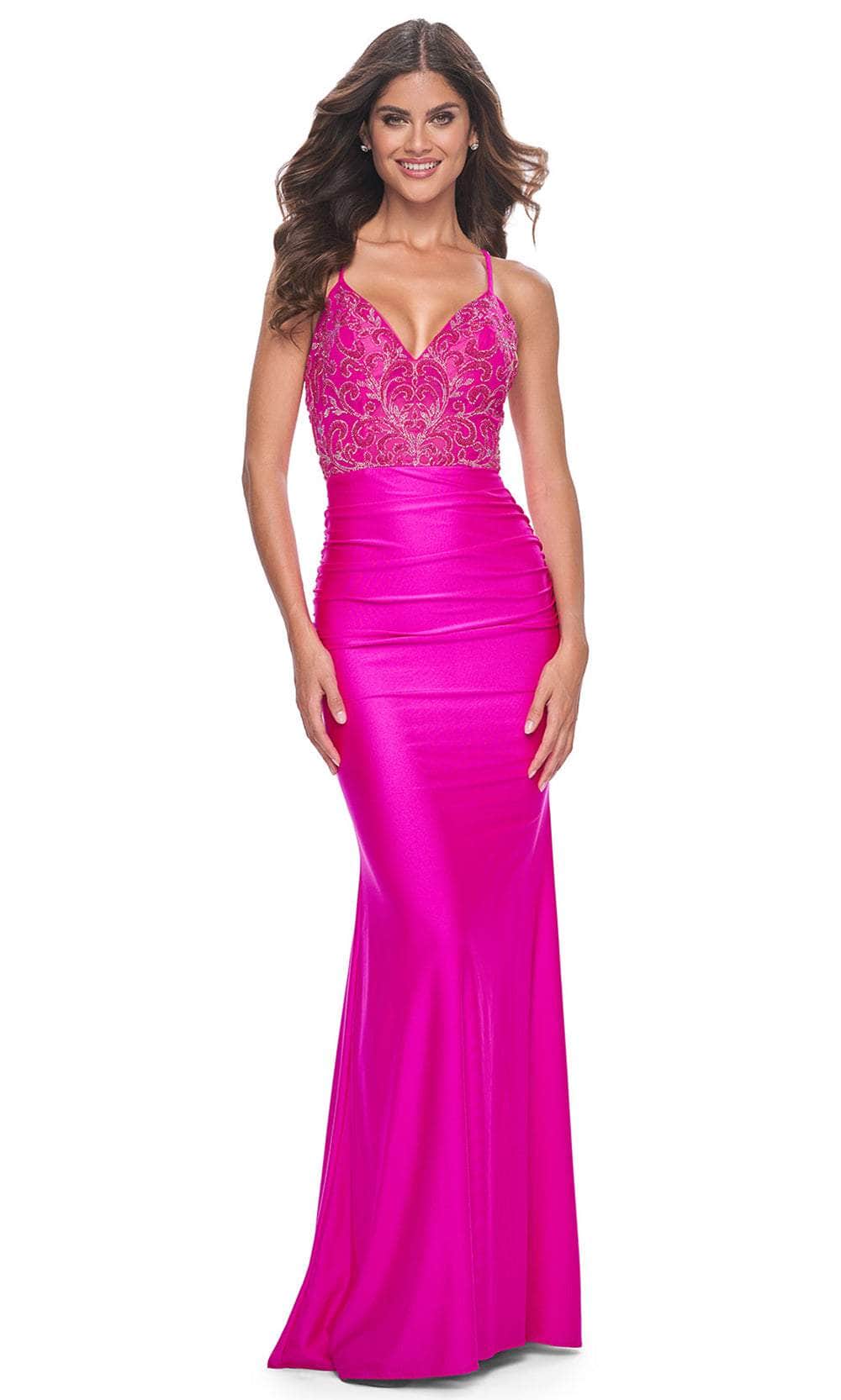 Image of La Femme 32324 - Bead Embellished V-Neck Prom Gown