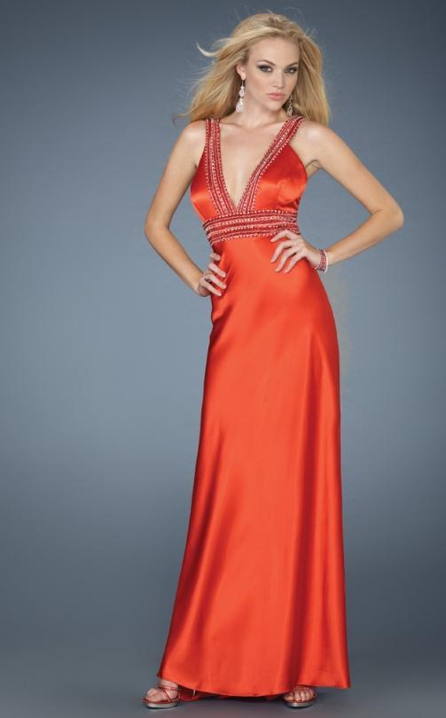 Image of La Femme Gigi - 13580 Halter Plunging Jewel Evening Dress