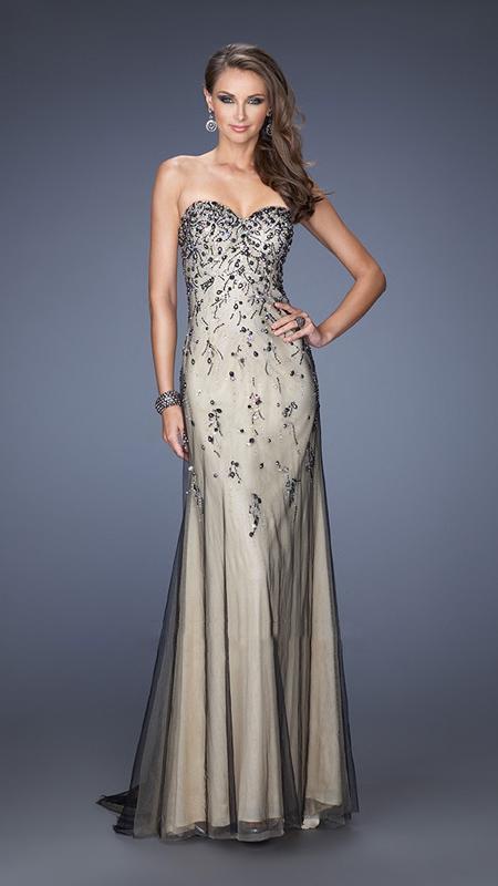 Image of La Femme Gigi - 20080 Embellished Sweetheart Two-Toned Strapless Gown
