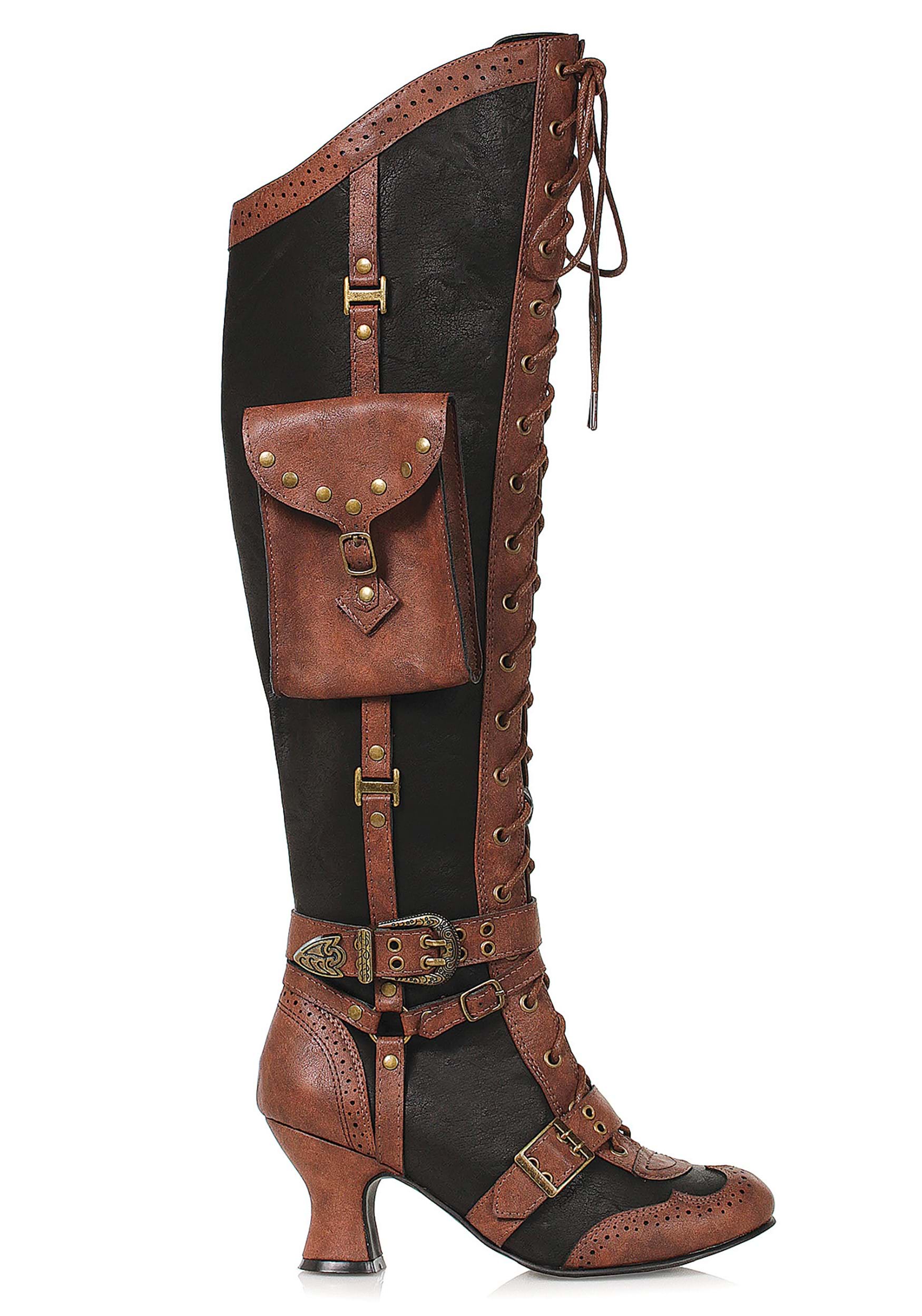 Image of Lace Up Steampunk Heeled Boots ID EE254INGRIDBR-10