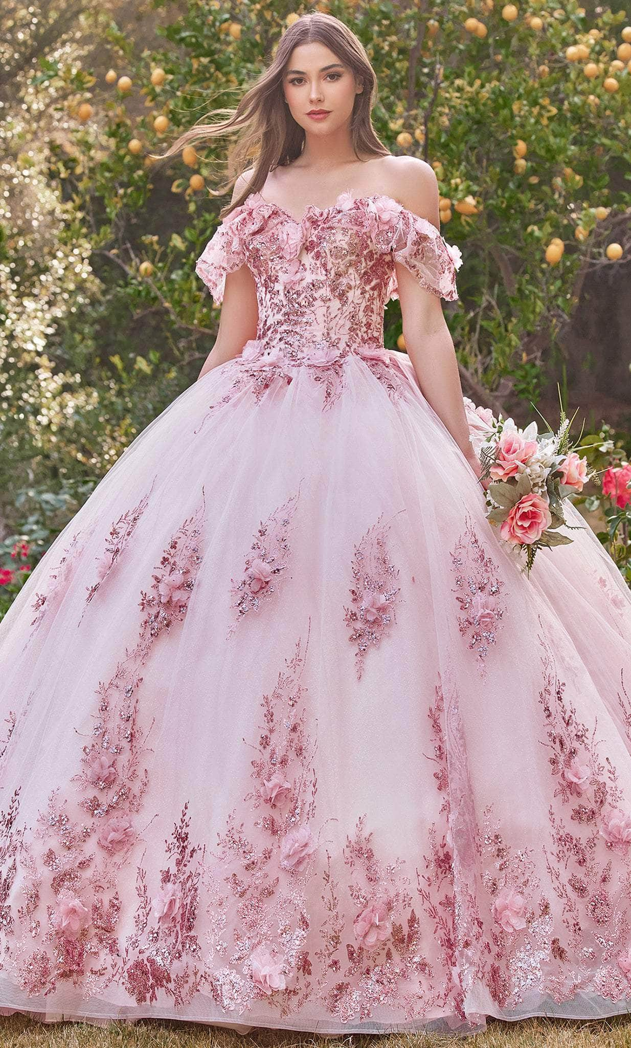 Image of Ladivine 15701 - Ruffled Off Shoulder Ballgown