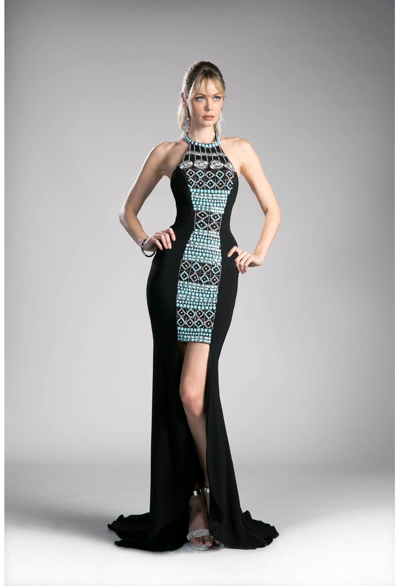 Image of Ladivine 5040 - Halter Beaded Long Gown
