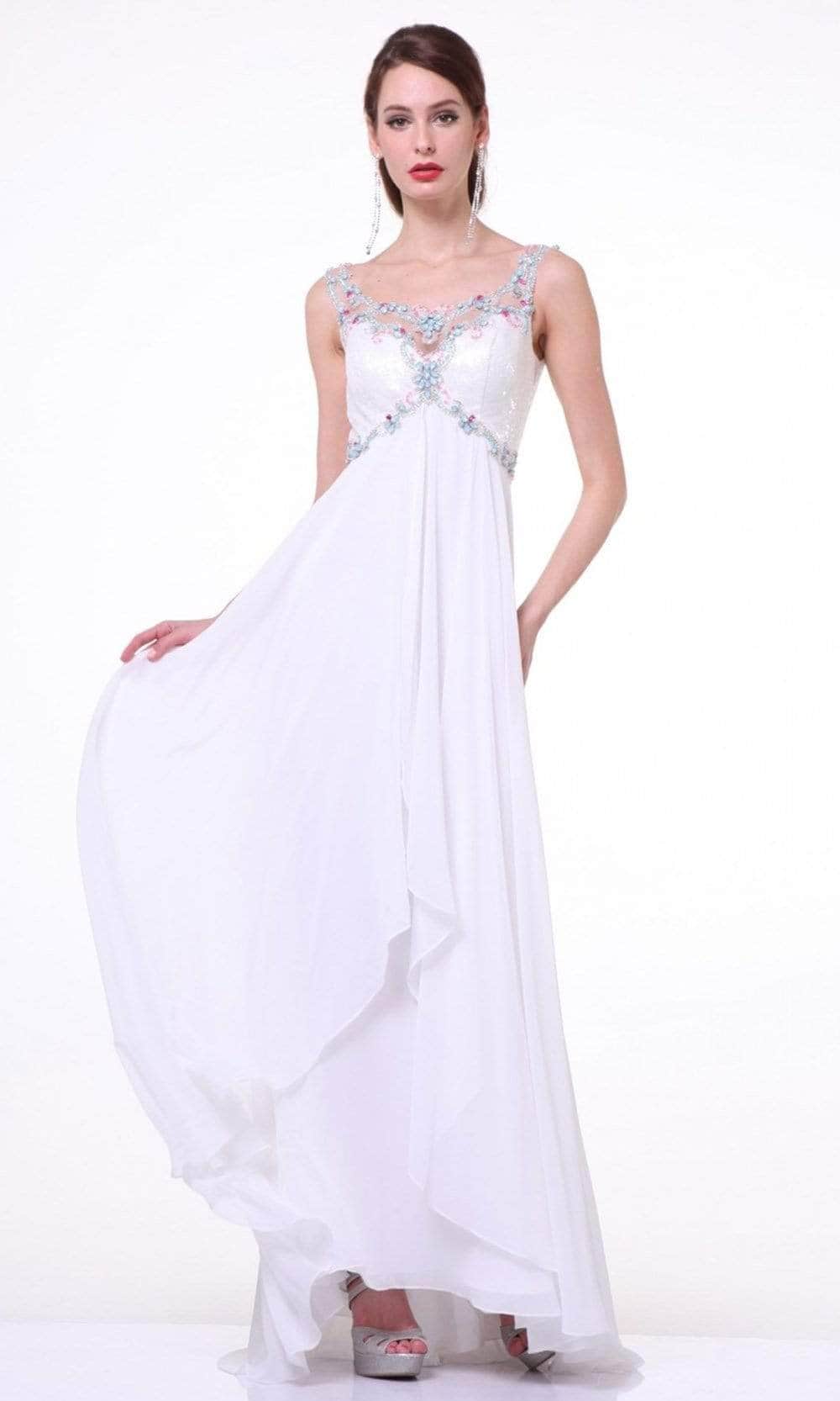 Image of Ladivine 57 - Beaded Illusion Scoop A-Line Dress