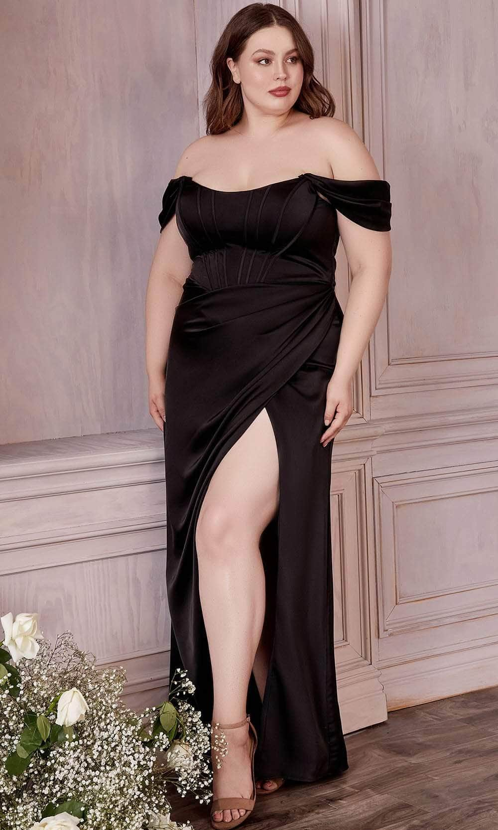 Image of Ladivine 7484C - High Slit Long Gown