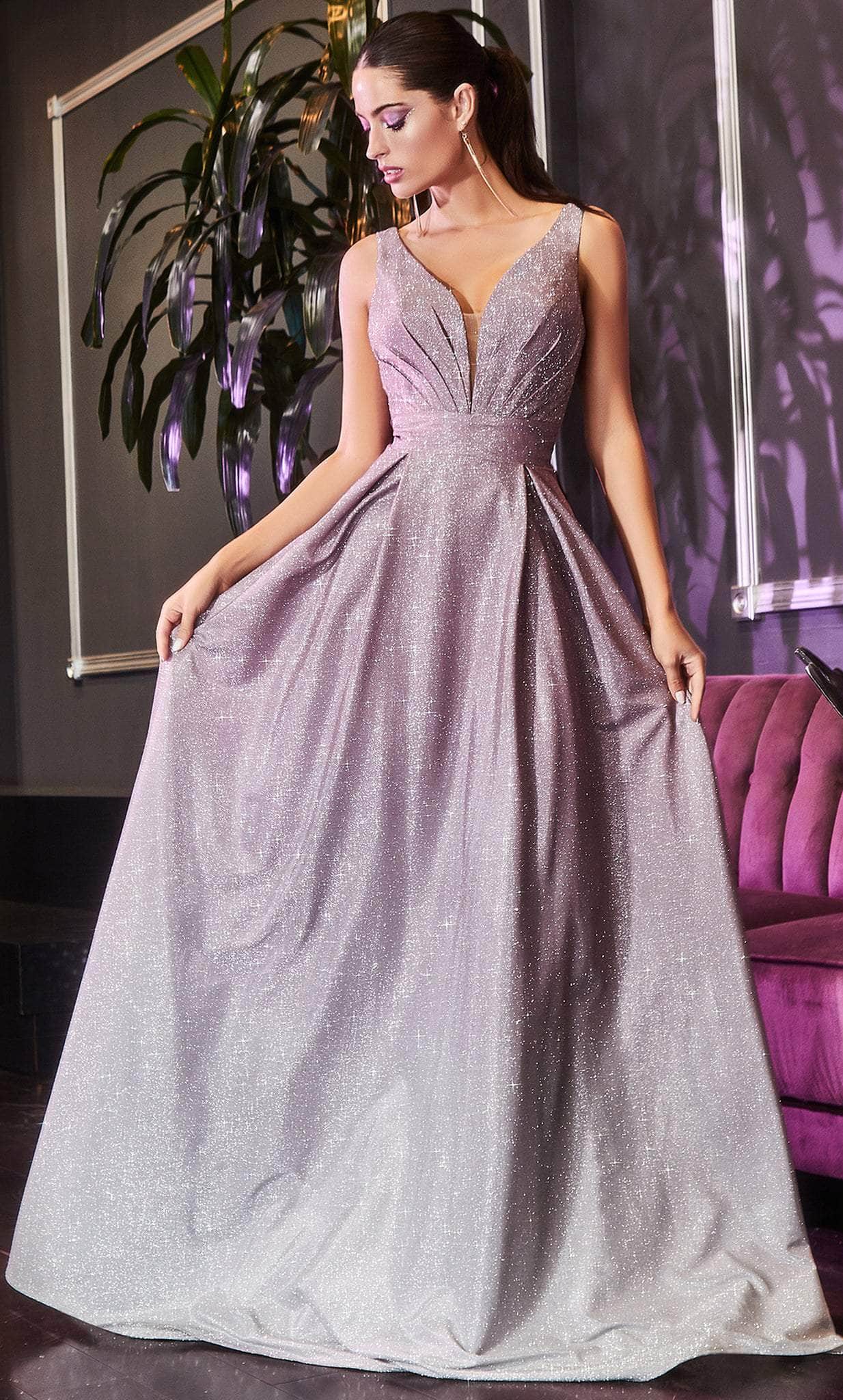 Image of Ladivine 9174 - Ombre Plunging V-Neck Evening Gown