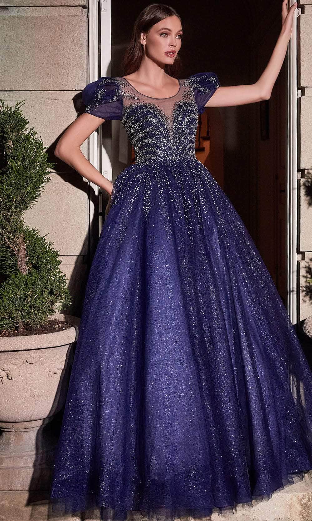 Image of Ladivine B702 - Beaded Layered Tulle Ball gown