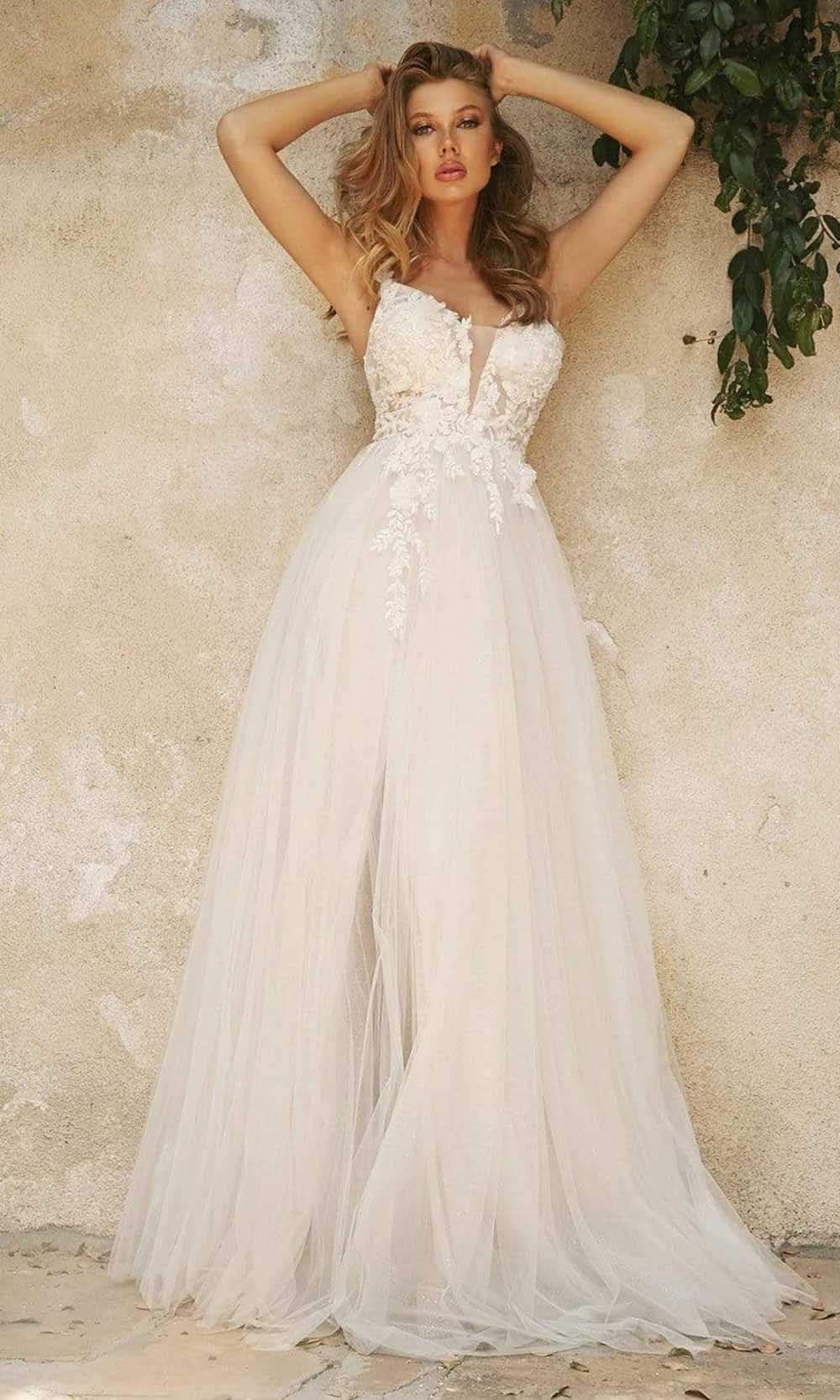Image of Ladivine Bridal - CB072W Sleeveless Layered Tulle Gown