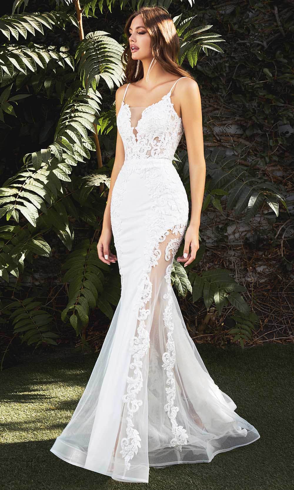 Image of Ladivine Bridals - CD937W Embroidered Illusion Mermaid Gown
