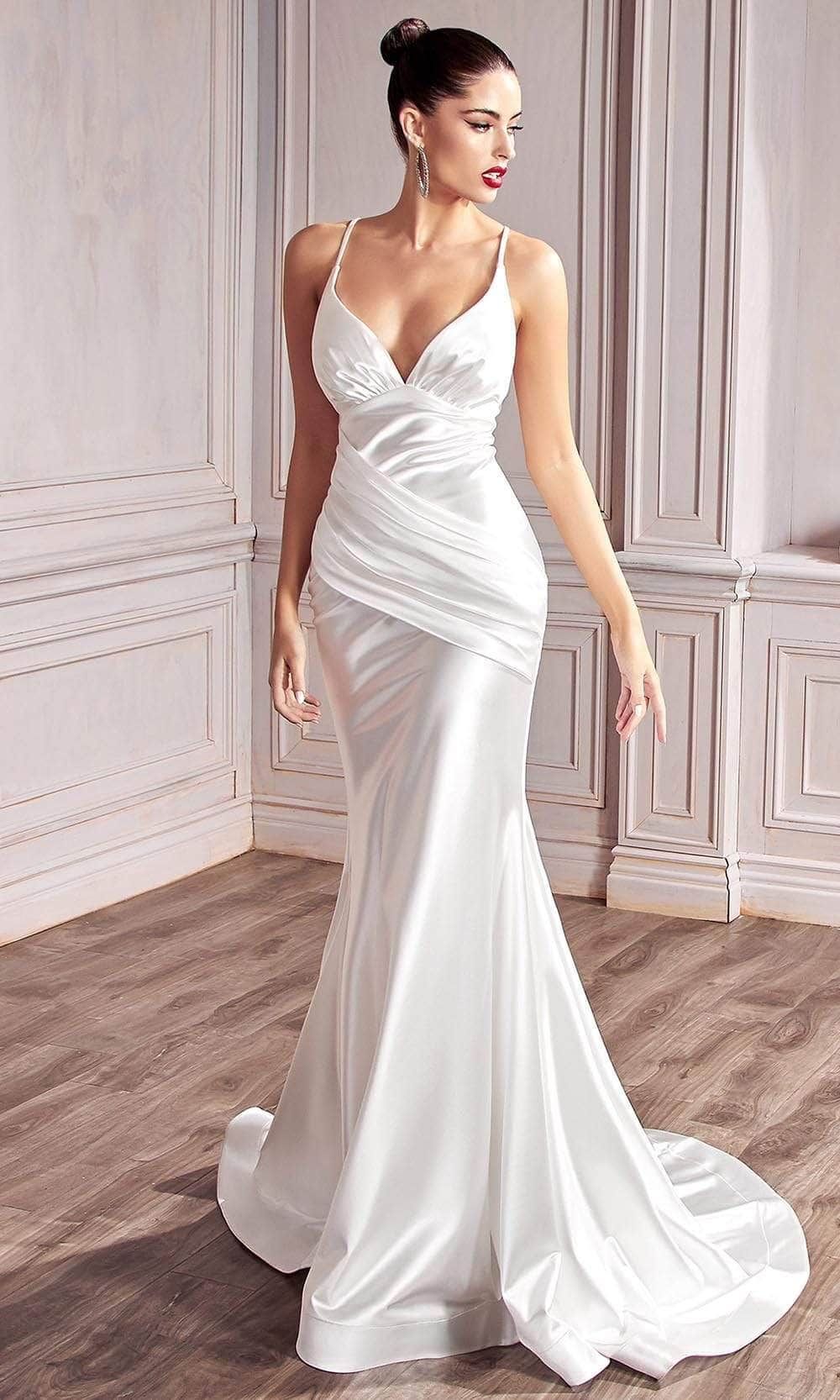 Image of Ladivine Bridals - CH236W Open Back V Neck Mermaid Bridal Gown