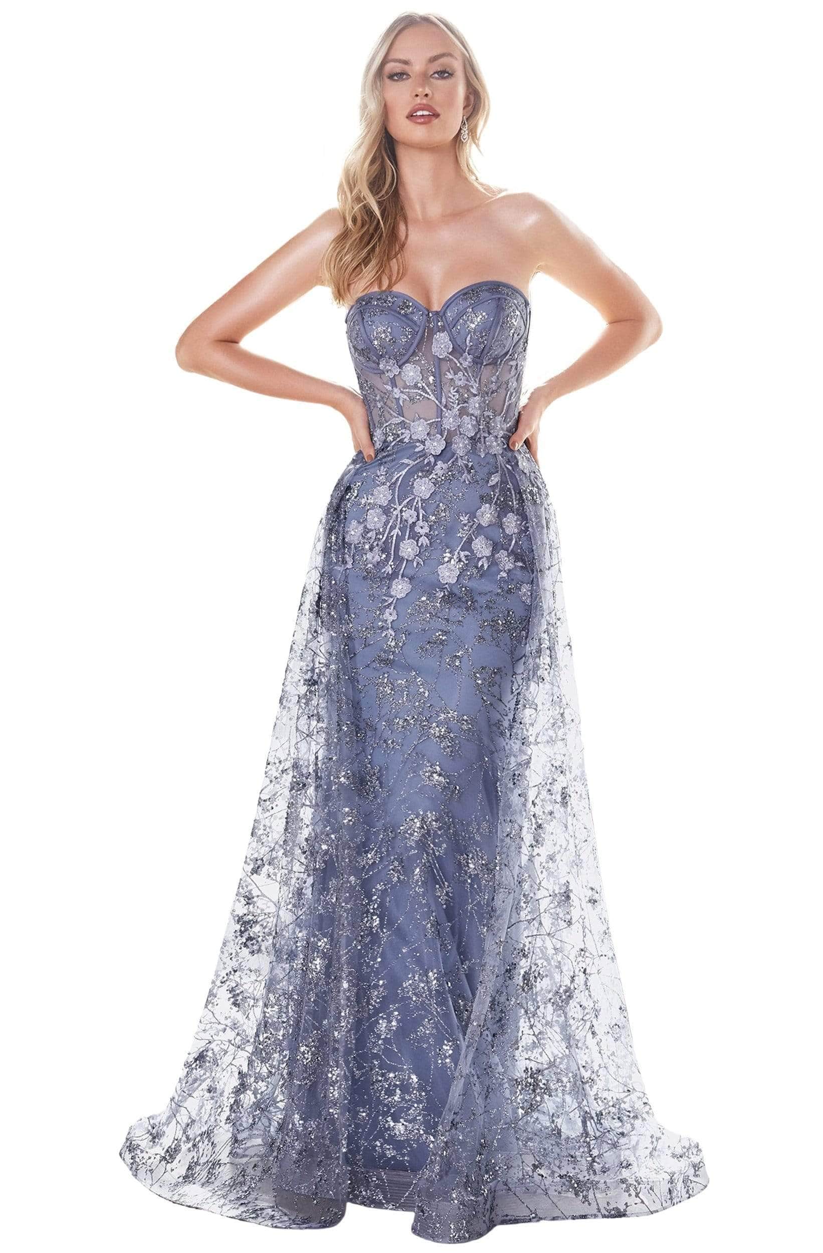 Image of Ladivine CB046 - Strapless Glitter Bustier Gown